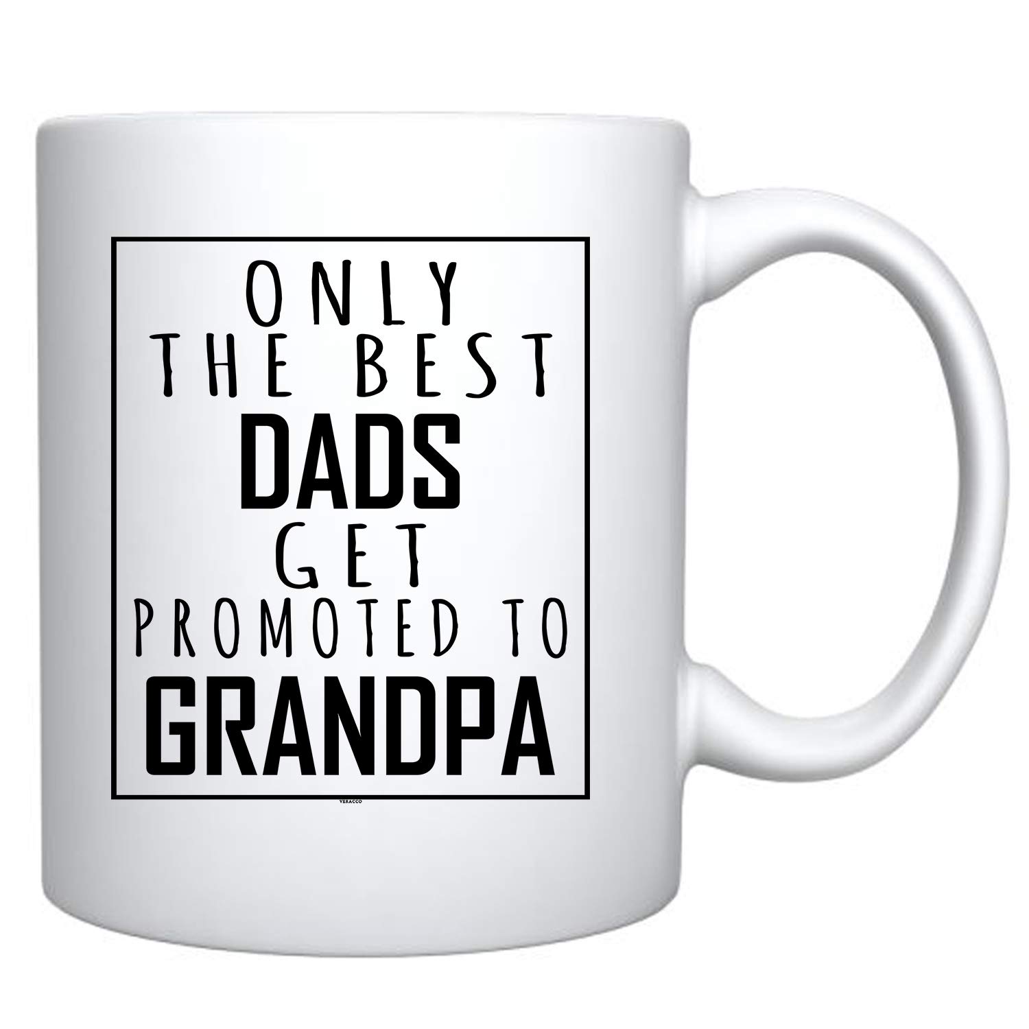 Funny Ceramic Coffee Mug for Dad - 'Only The Best Dads Get Promoted To Grandpas' Shark Design - Perfect Father's Day Gift for New Dads & Grandfathers (White) - Great for Office Use, Birthday Presents & Retirement Gifts
