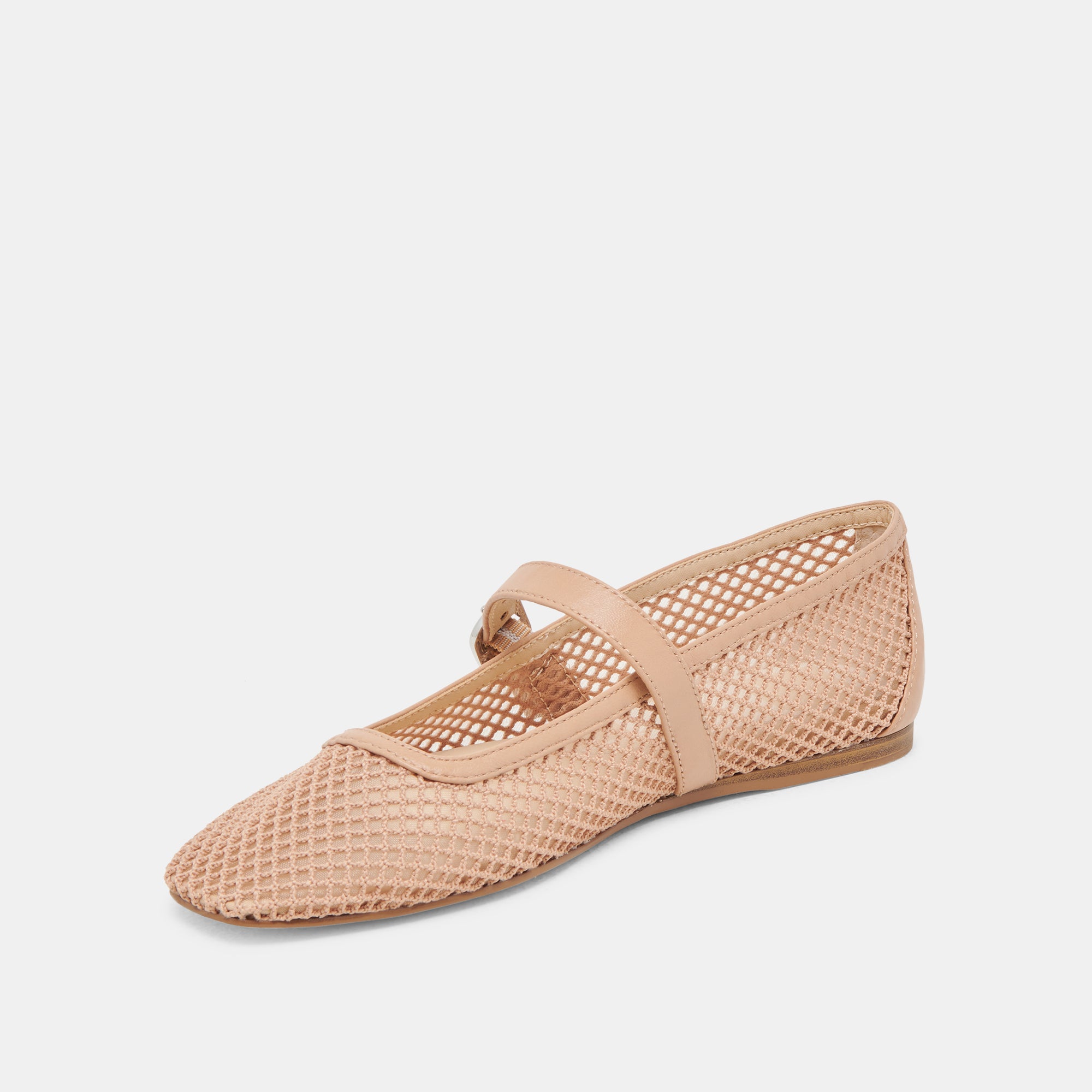 RODNI Women's Light Tan Woven Mesh Ballet Flats - Breathable Comfortable Slip-On Shoes for Work, Office & Casual Wear