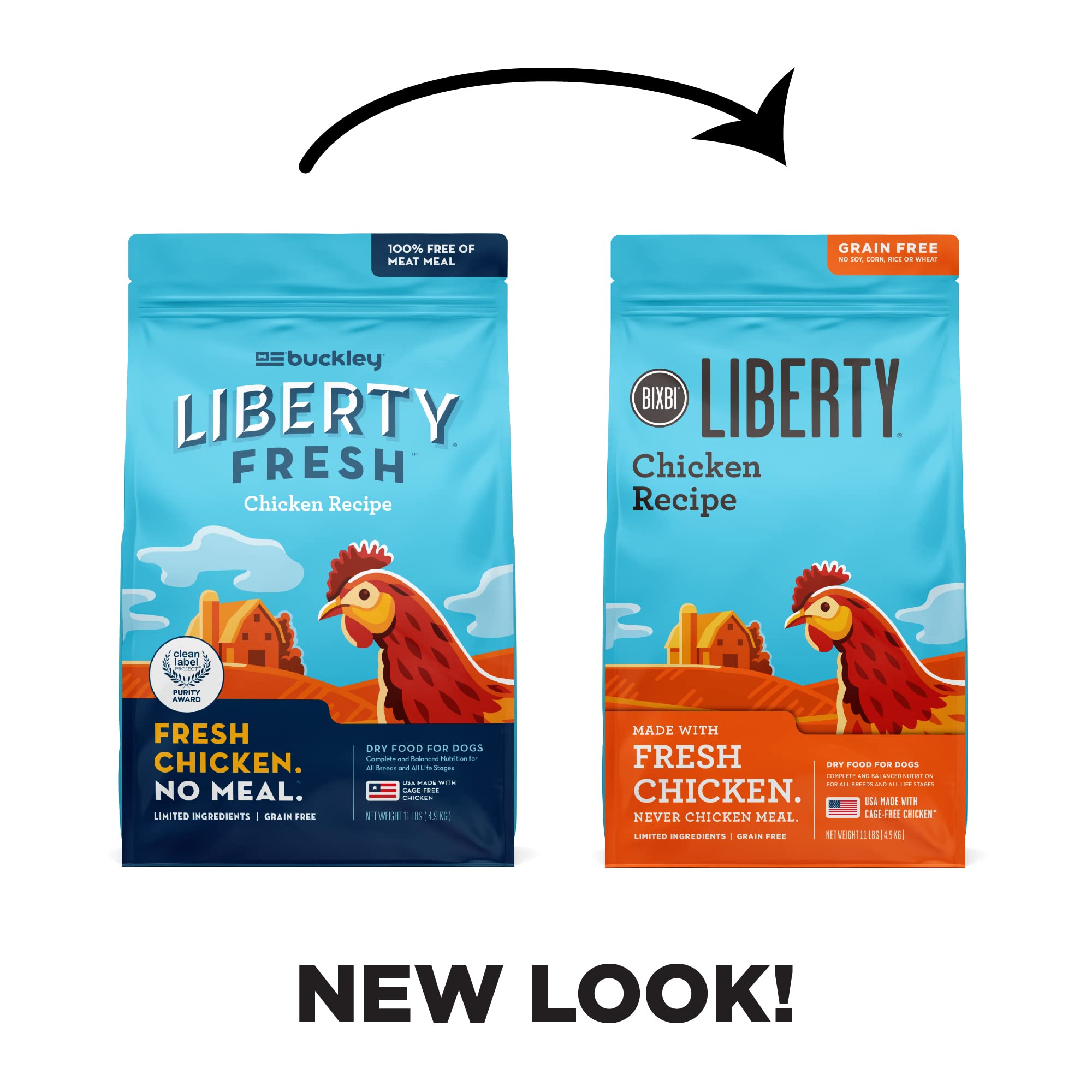 BIXBI Liberty Grain Free Dry Dog Food - Chicken Recipe, 11 lbs | Fresh Meat, No Fillers, No Soy, Corn, Rice or Wheat | Gently Steamed & Cooked for Easy Digestion | Made in USA | Perfect for Sensitive Stomachs & Active Dogs