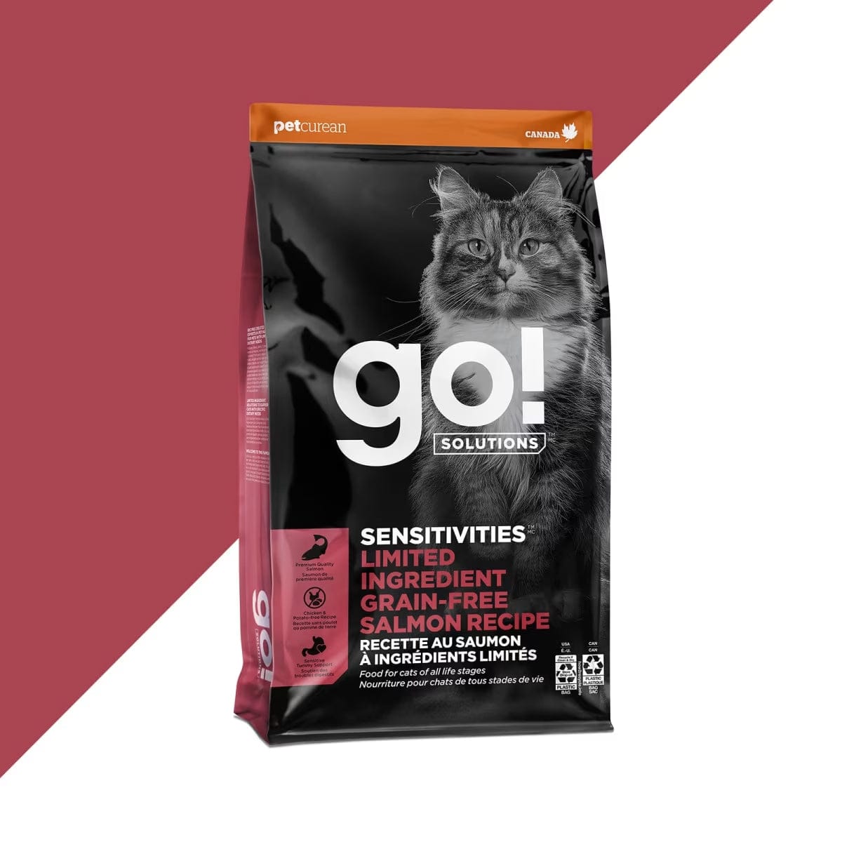Go! Solutions Sensitivities Limited Ingredient Grain Free Salmon Recipe Dry Cat Food for Sensitive Stomachs - 6lb Bag - Hypoallergenic Cat Food for Indoor & Outdoor Cats with Allergies