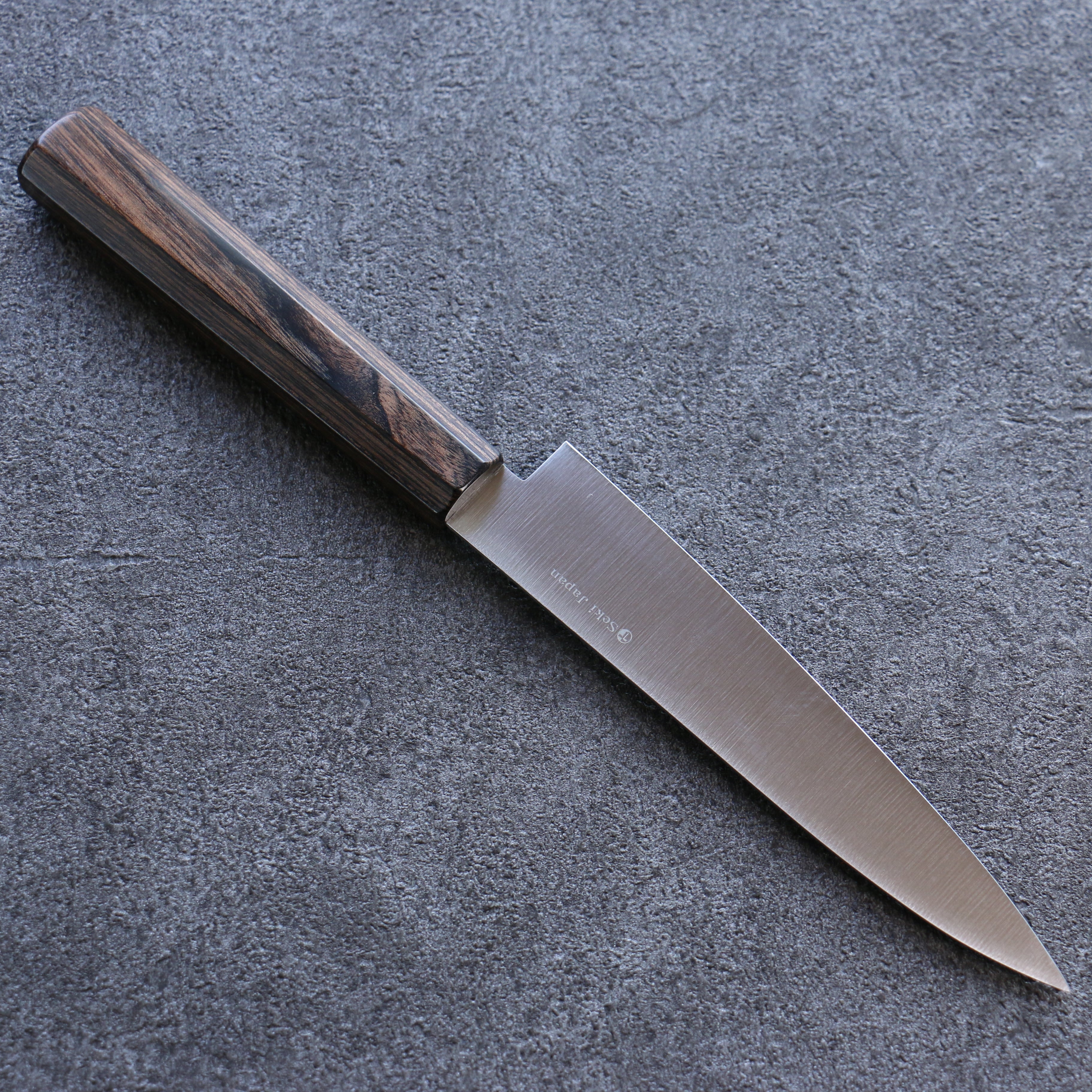Kanetsune Ichizu VG10 Stainless Steel Petty Utility Knife 135mm - Brown Pakka Wood Handle - Perfect for Slicing Fruits, Vegetables & Small Kitchen Tasks