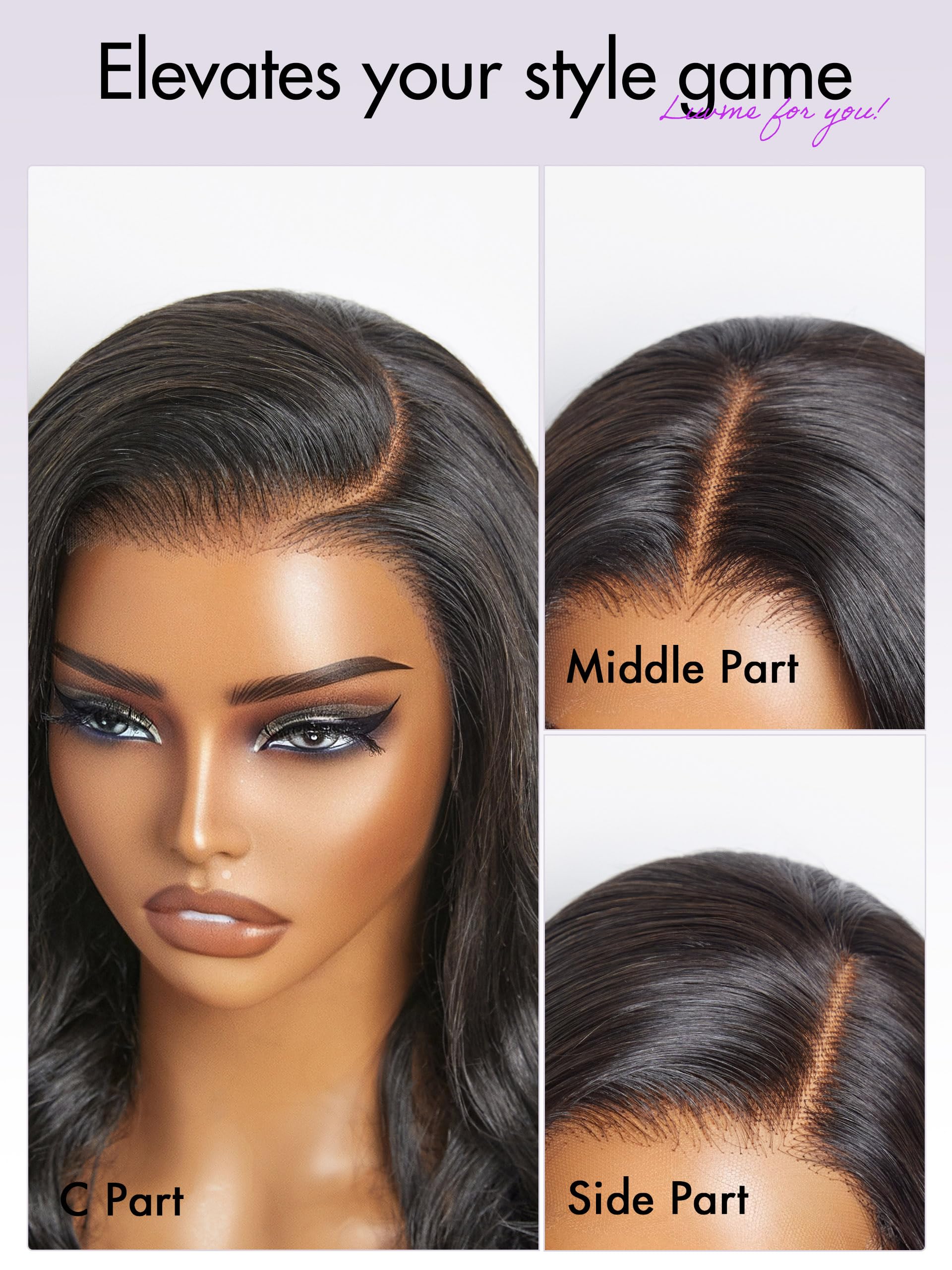 LUVME HAIR PreMax 13x4 Frontal Body Wave Lace Wig - 100% Human Hair Glueless Lace Front Wigs for Black Women | Natural Black Side Part | Perfect for Daily Wear, Special Occasions & Protective Styling
