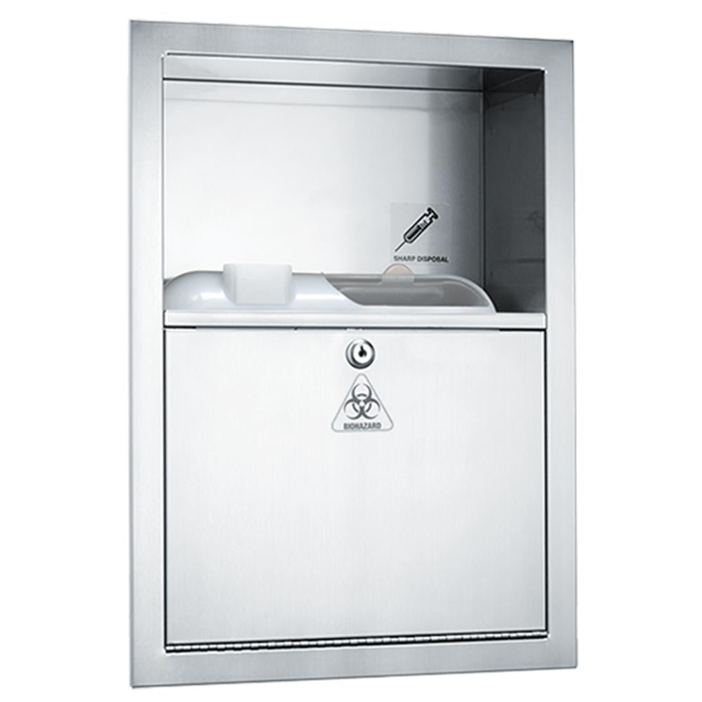 ASI 0548 Recessed Sharps Disposal Cabinet - Satin Finish | Safe Medical Waste Container for Hospitals & Clinics
