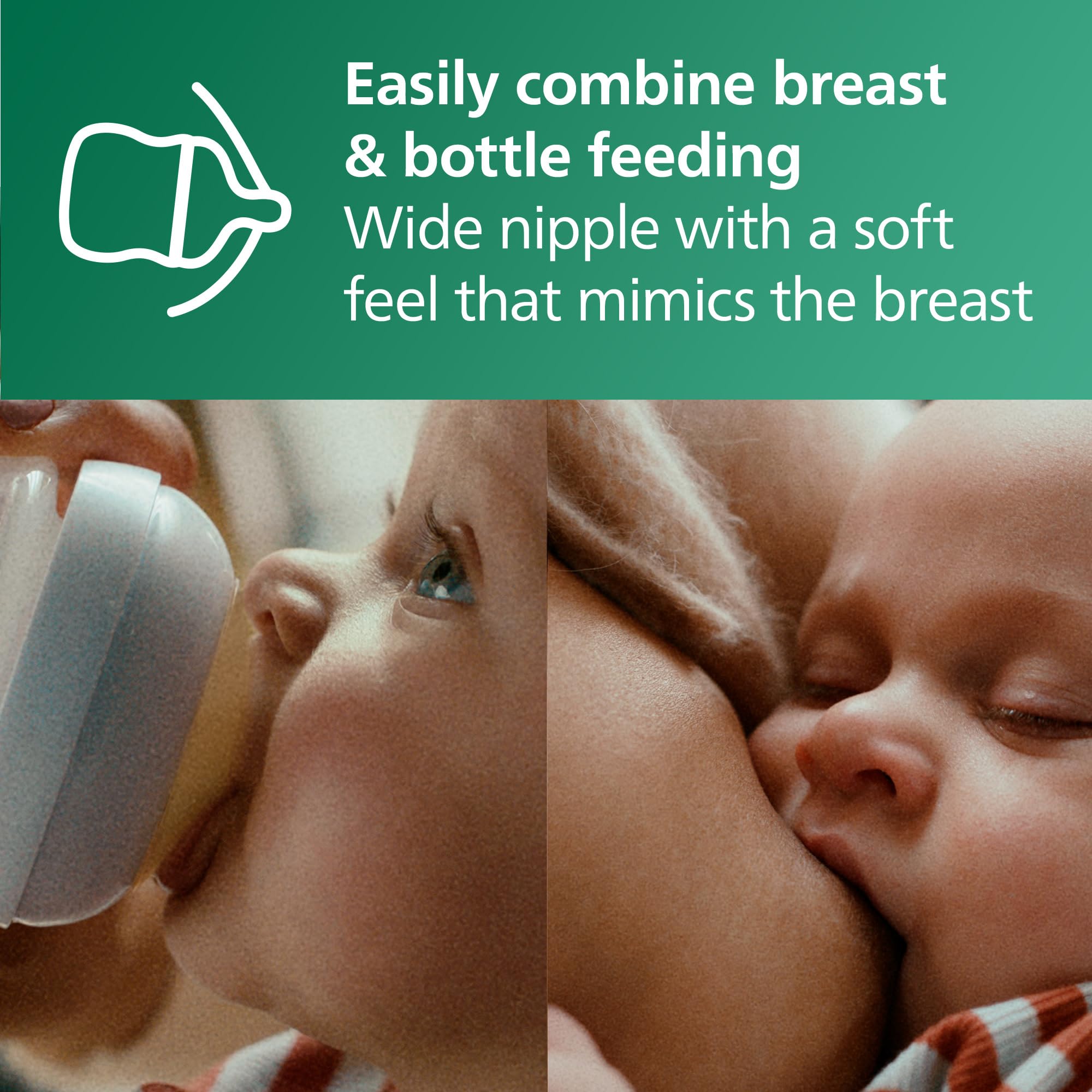 Philips Avent Natural Newborn Glass Baby Bottle Gift Set - 3x 4oz (Slow Flow) & 2x 8oz (Medium Flow) with Natural Response Nipples & 2 Silicone Sleeves - Perfect for Breastfeeding Transition & On-the-Go Feeding (SCD858/01)