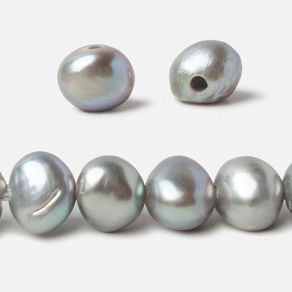 10-11mm Natural Pistachio Silver Baroque Freshwater Pearls - 2.5mm Large Hole - 40pcs 15