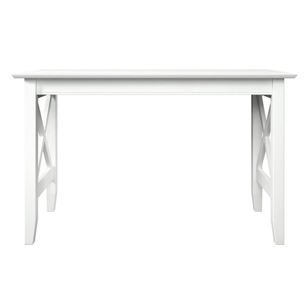 Pemberly Row Crossed Design Modern Solid Wood Writing Desk in White - Stylish Home Office Furniture for Work & Study