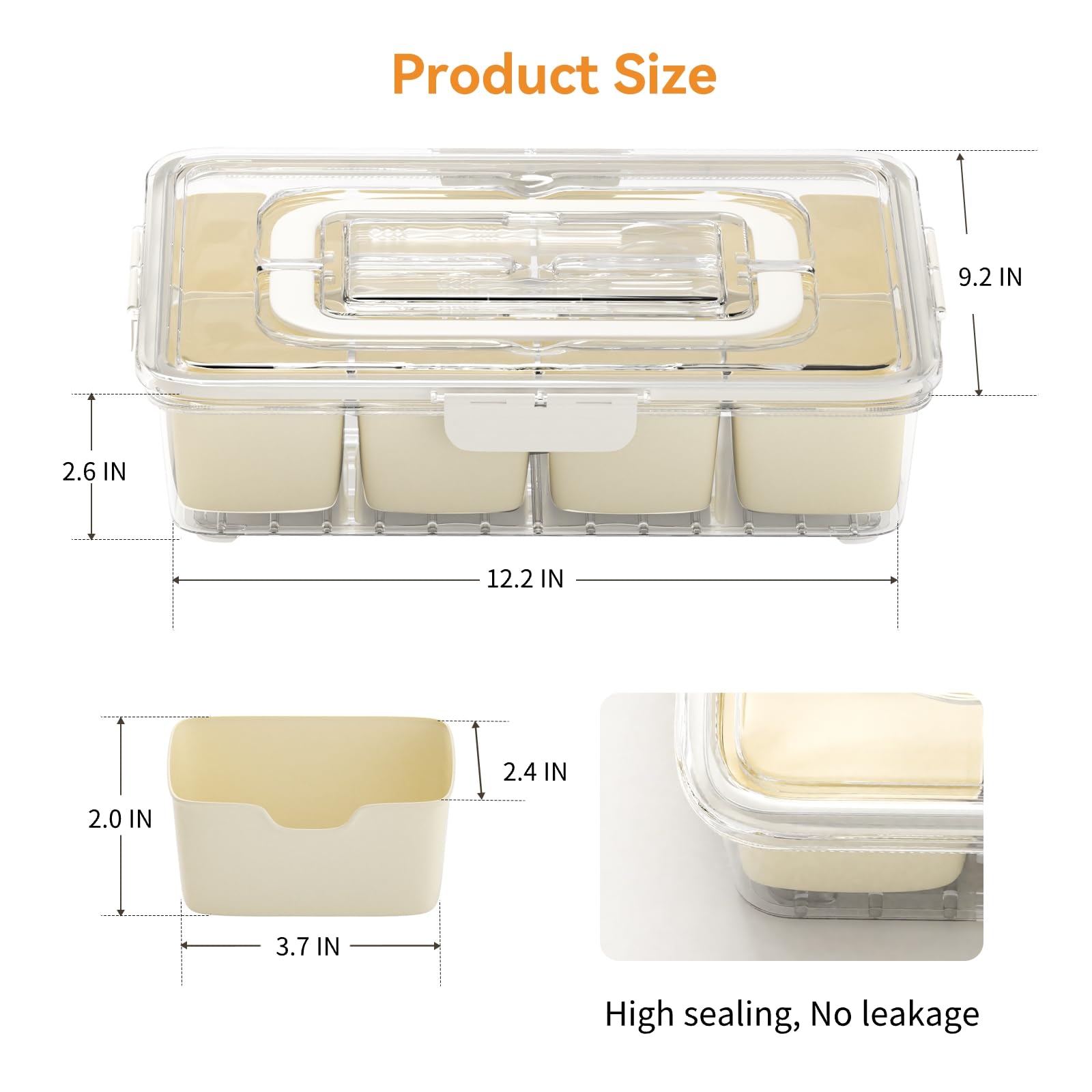 Dimber Snackle Box Container with Lid & Handle - 8 Fruit Forks & 2 Spoons Included - Divided Serving Tray with Cutlery Organizer - Perfect for Sports Events, Picnics, Office Snacks, Candy, Fruits & Salad Bar (1-Pack) - Portable Food Storage Solution for On-the-Go Meals