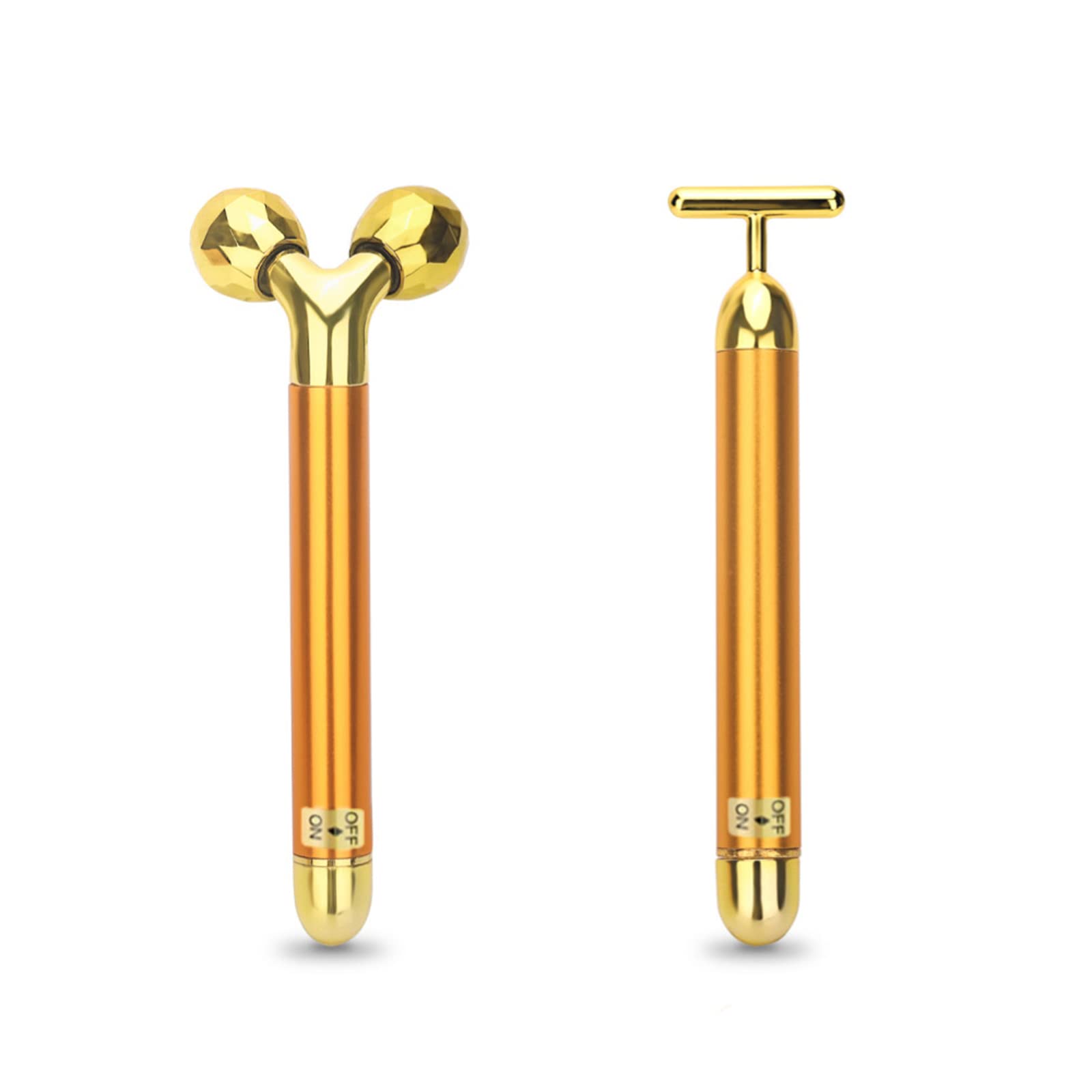 2-in-1 24K Gold Face Massager Roller & T-Shaped Electric 3D Massager - Anti-Aging, Wrinkle Reduction, Skin Tightening & Face Lifting Tool for Cheek, Neck, Eye & Forehead Care | Perfect for Home Spa, Travel & Daily Skincare Routine