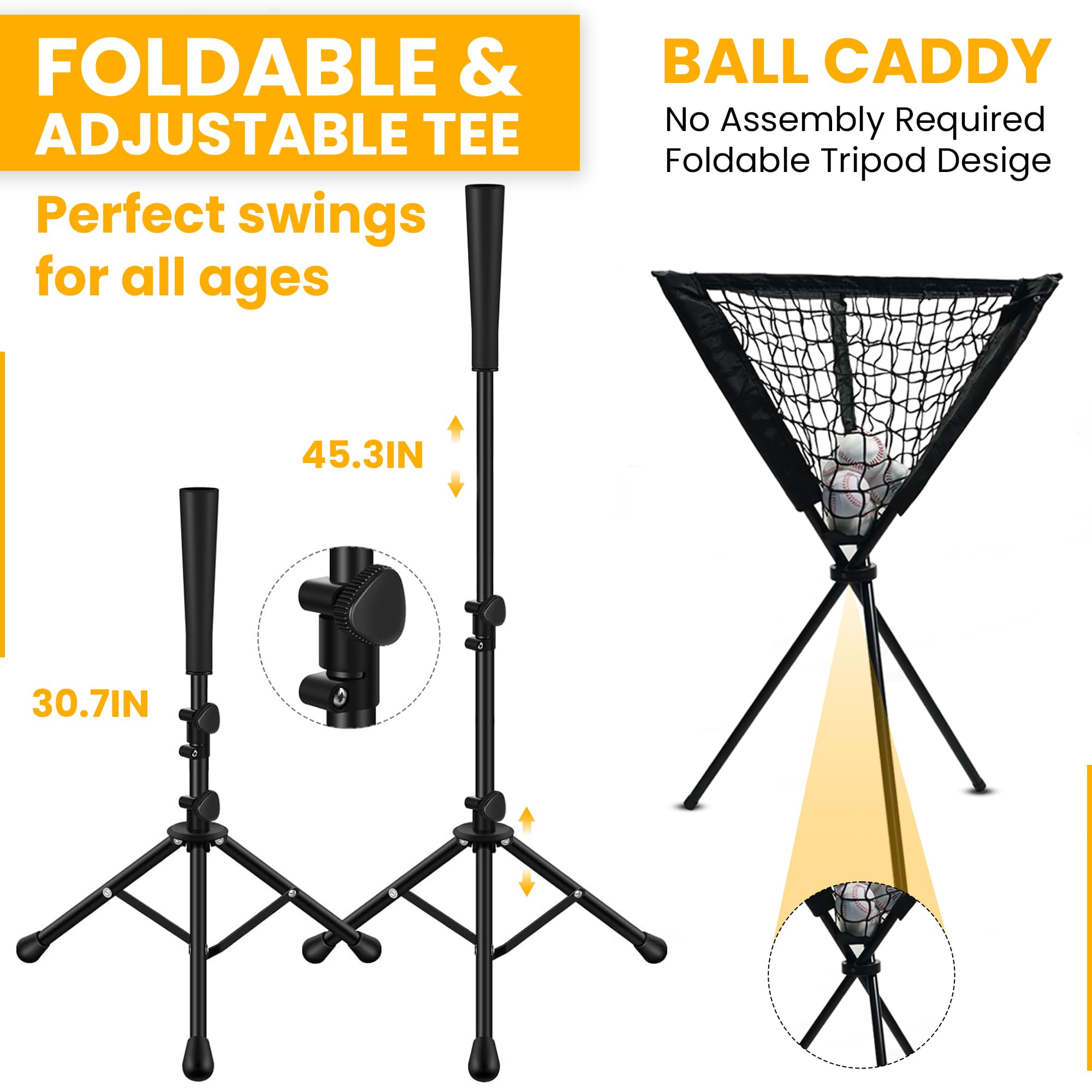 7x7 ft Baseball Practice Net for Hitting & Pitching | Portable Batting & Softball Training Net with Strike Zone, Caddy, Baseball, Tee & Carry Bag | Perfect for Backyard, Field & Indoor Baseball Practice | Durable Hitting Net for Players & Coaches