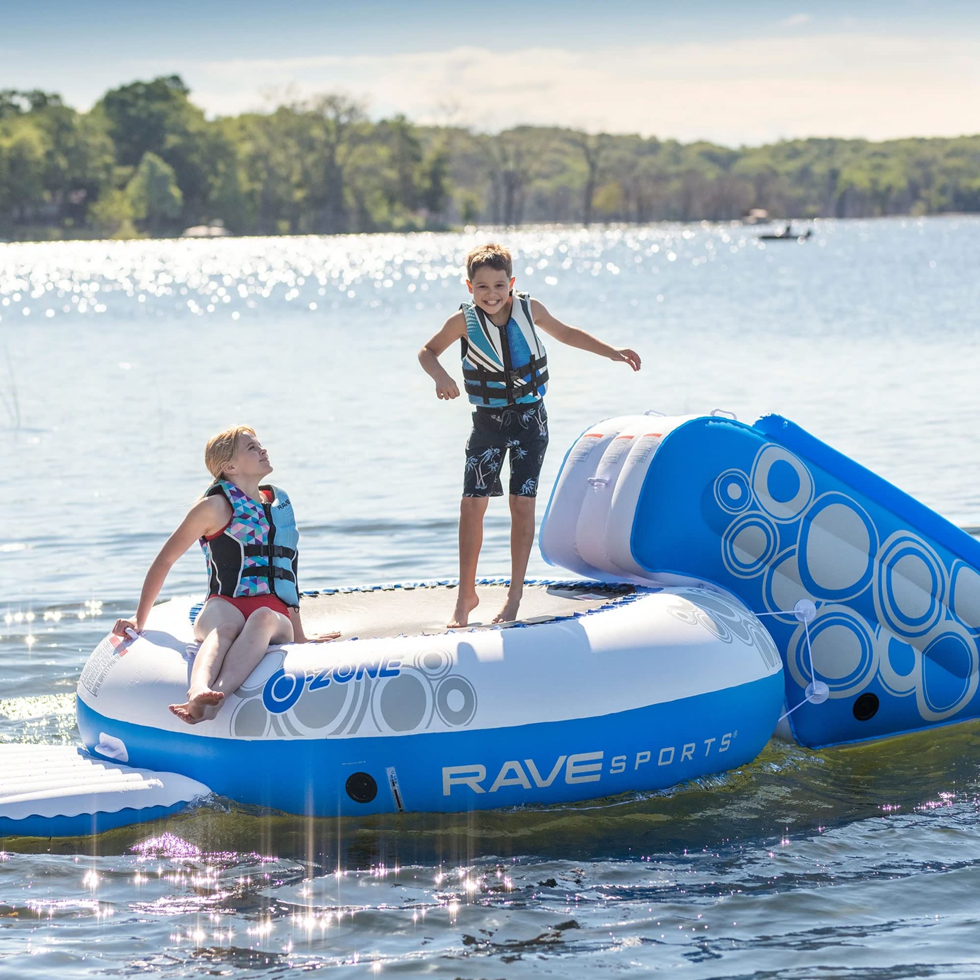 Rave Sports O-Zone Plus Inflatable Water Bouncer - Kids Outdoor Water Toy for Pool, Lake & Backyard Summer Fun