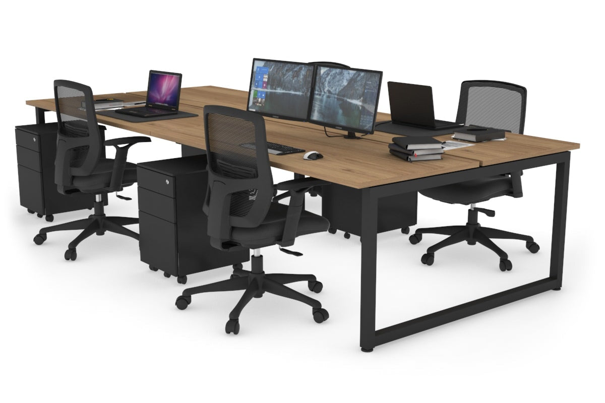 Quadro Loop Legs 4 Person Office Workstation Desk - 1800L x 700W - Modern Collaborative Workspace Solution for Team Projects & Office Meetings