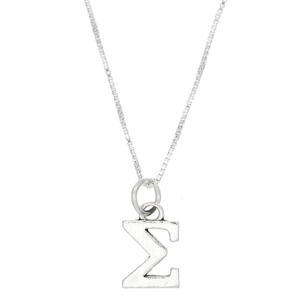 Sterling Silver Oxidized Sigma Greek Sorority Letter Charm Necklace - Perfect for Sorority Sisters, Greek Life Events & Meaningful Jewelry Gifts