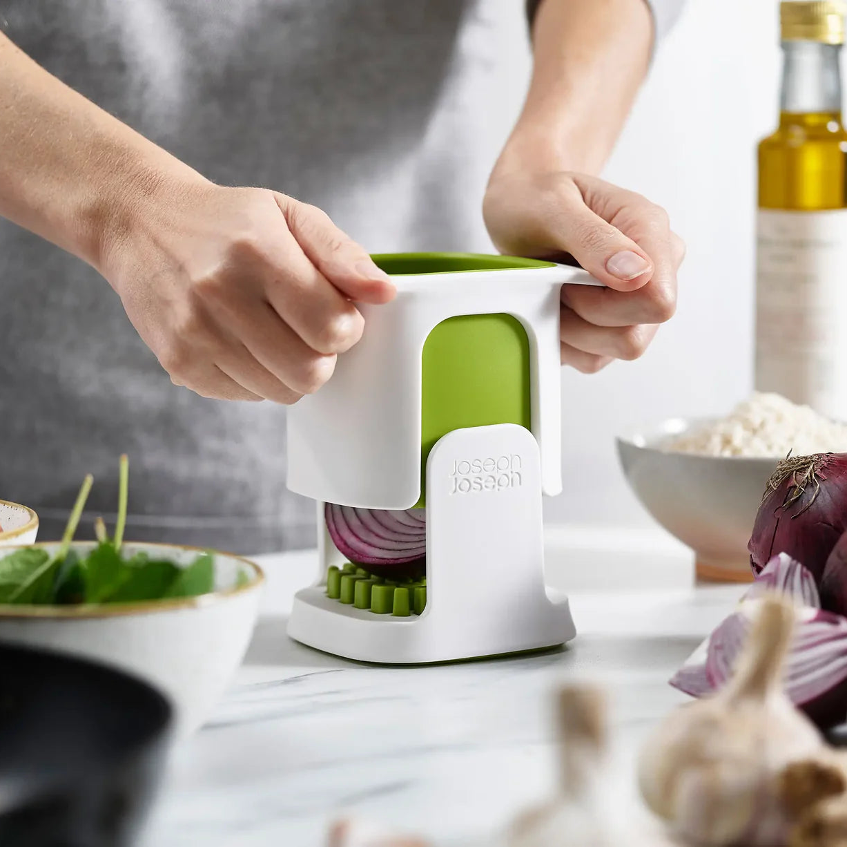 Premium White Vegetable Chopper - ChopCup™ Multi-Functional Kitchen Tool for Dicing, Slicing & Mincing - Perfect for Salads, Stir-Fries & Meal Prep