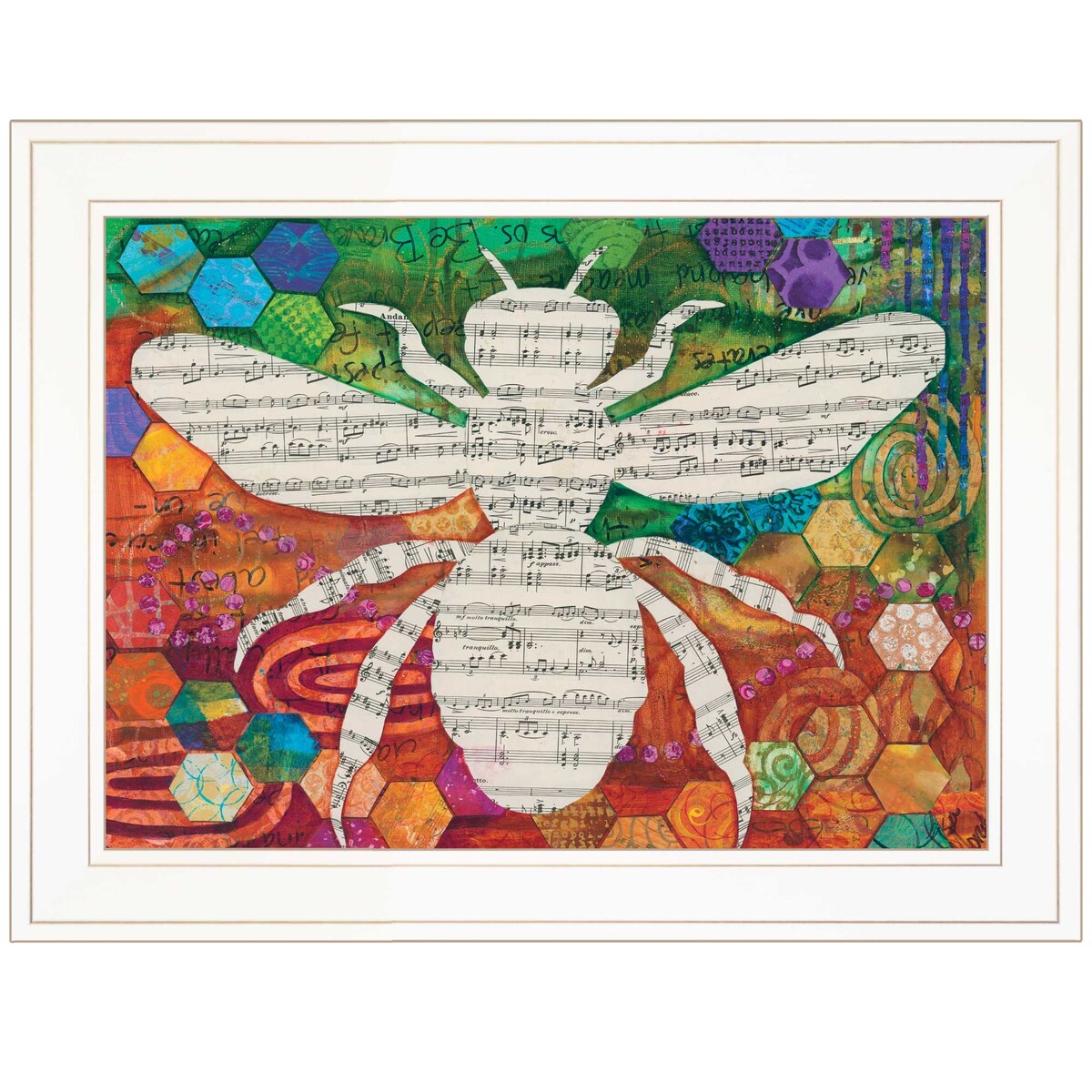 Bee Silhouette Wall Art by Lisa Morales - Ready to Hang Framed Print with White Frame - Perfect for Home, Office, and Nursery Decor