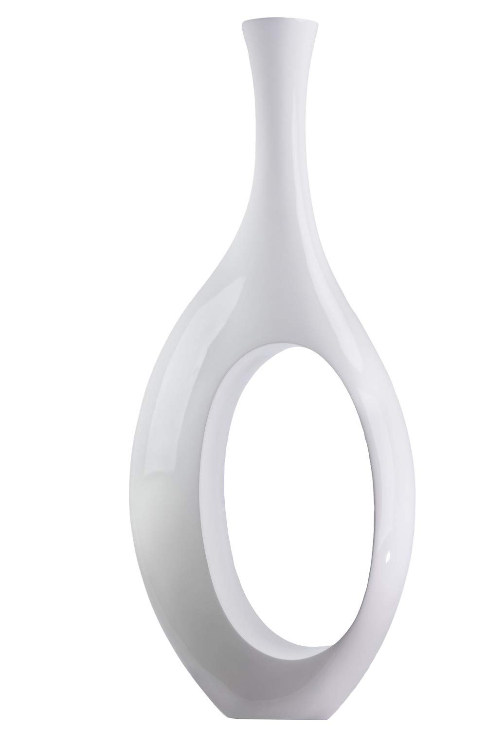 Finesse Decor Abstract Trombone Vase - Modern White Large Decorative Vase for Home & Room Decor | Perfect for Living Room, Bedroom, Office & Wedding Centerpieces