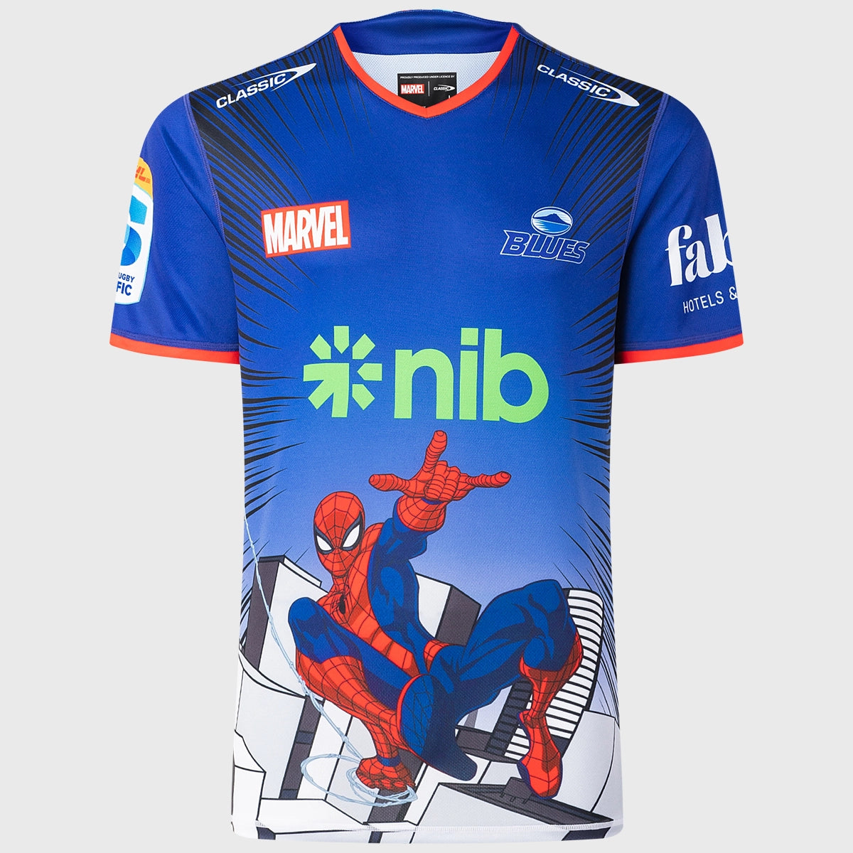 Classic Blue Spider-Man Men's Warm-Up T-Shirt - Superhero Graphic Tee for Casual Wear, Gym & Comic Con