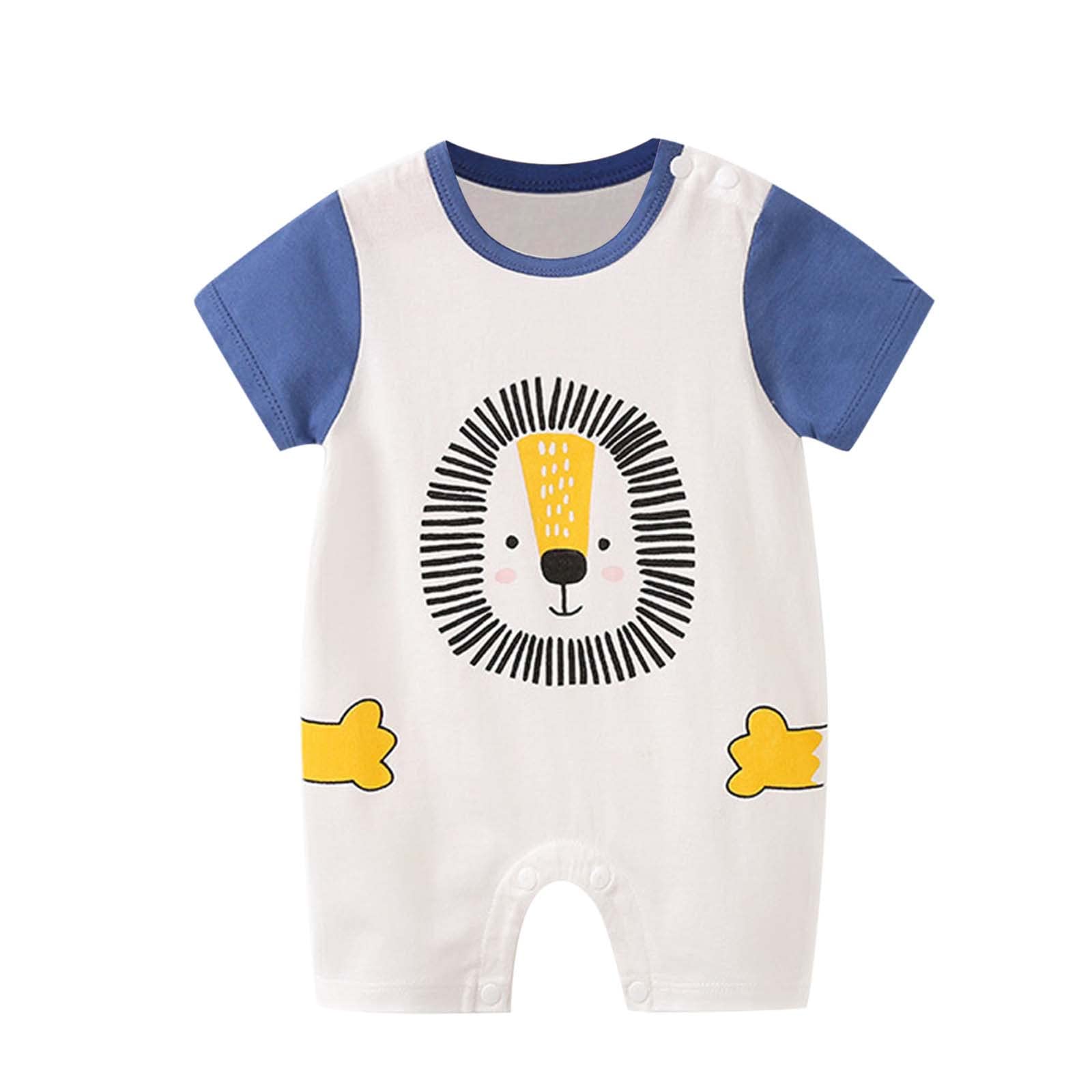 Egmy Newborn Baby Girls Summer Short Sleeve Romper Jumpsuit - Cute Print Outfit for Infants 0-9 Months | Perfect for Playdates, Beach Trips & Family Photos