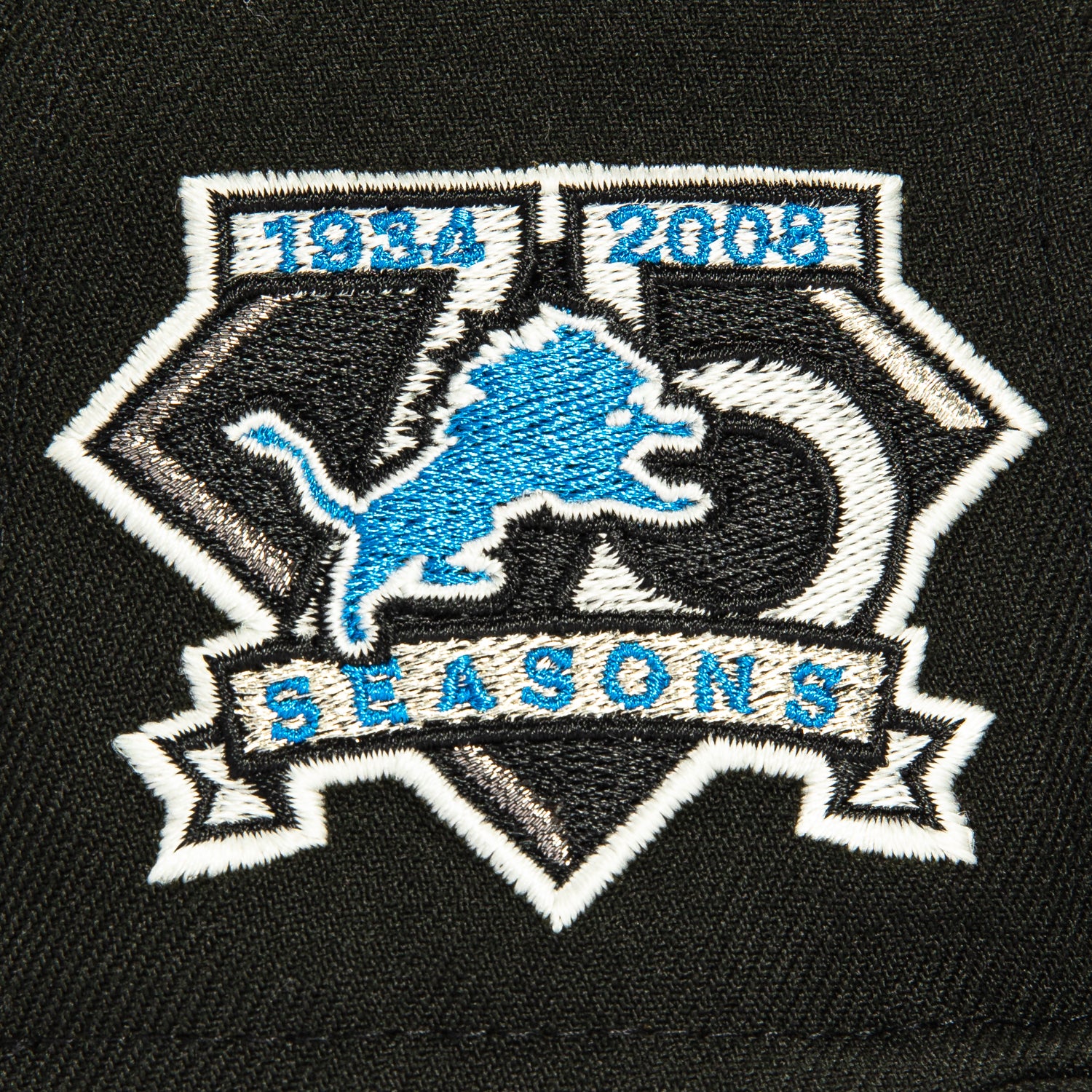 New Era 59Fifty Detroit Lions 75th Anniversary Patch Snapback Hat - Black - Official NFL Licensed Cap for Football Fans & Collectors - Perfect for Game Day, Tailgating & Sports Memorabilia Collection