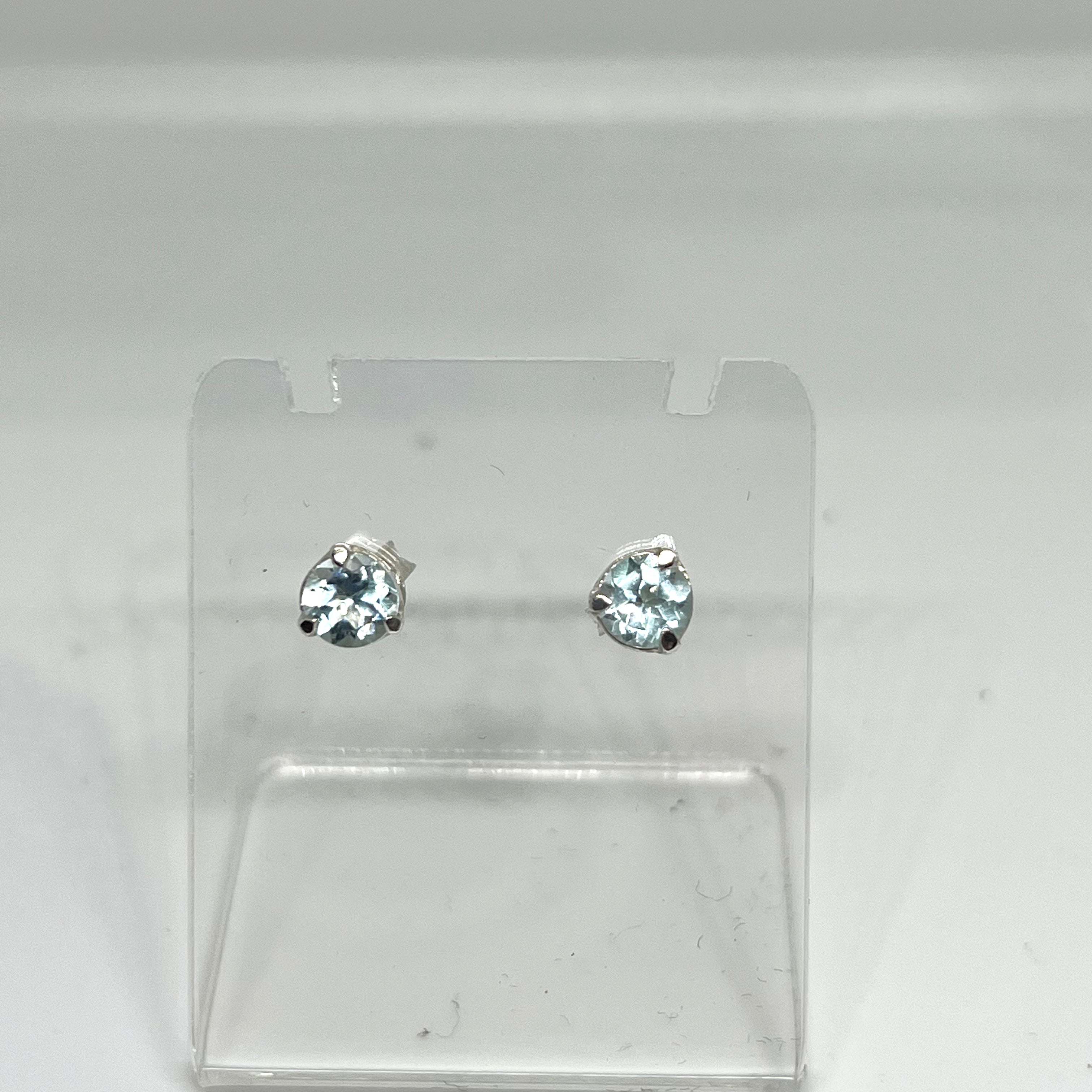 5mm Round Faceted Gemstone Stud Earrings - 3 Prong Set (PSE005) | Elegant & Durable for Daily Wear, Parties & Gifts