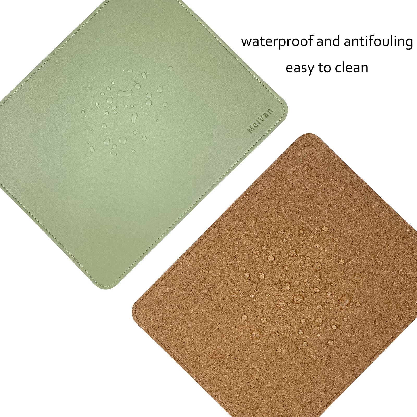 Premium PU Leather Mouse Pad with Stitched Edge - Wood Grain Design, Waterproof & Non-Slip Gaming Mouse Mat for Computer, Laptop, Office & Home Use - 10.2