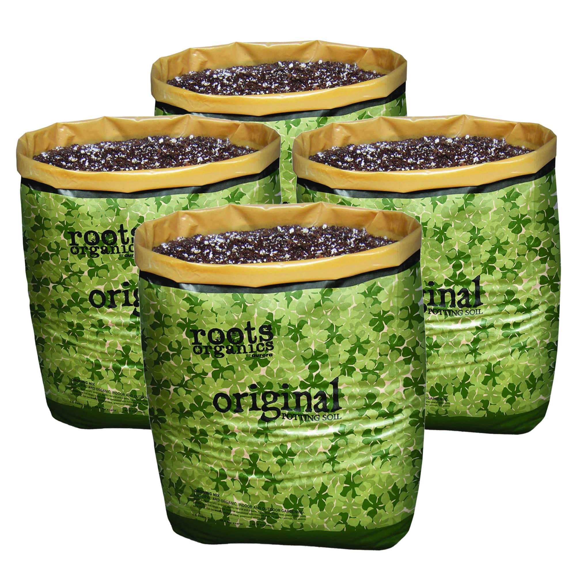 Roots Organics Rod Hydroponic Gardening Ready-to-Grow Coco Fiber Potting Soil - 1.5 cu ft/10 Gallon Organic Plant Soil for Indoor & Outdoor Plants (4 Pack) - Perfect for Hydroponics, Container Gardening & Houseplants