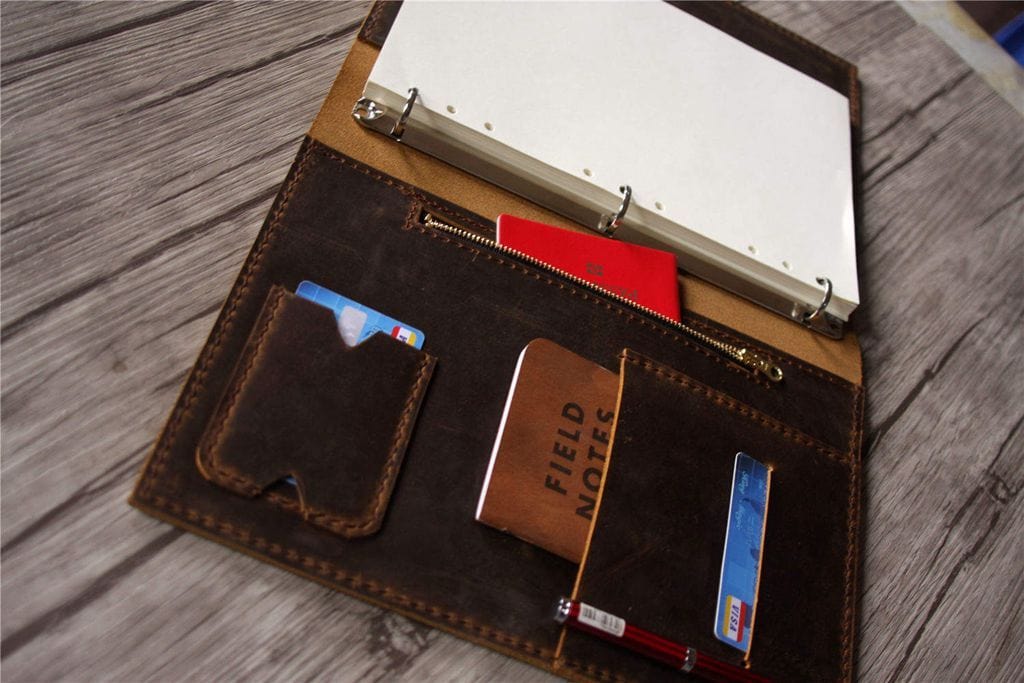 Rustic Brown Leather 3-Ring Binder - A5 Size, Durable & Classic for Office, School & Home Organization | Perfect for Business Meetings, Student Notes & Document Storage