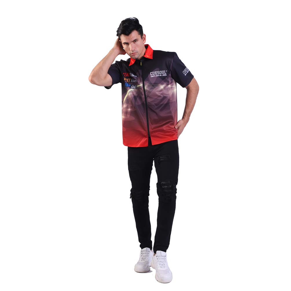 CUESOUL Men's & Women's Short Sleeve Casual Shirts - Breathable Athletic Dart Shirts for Professional Players | Perfect for Dart Tournaments, Practice & Outdoor Sports Activities