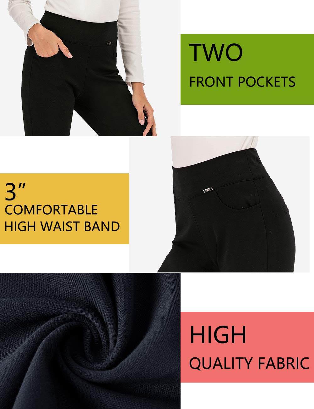 Stylish Women's Stretch Slim Fit High Waist Skinny Dress Pants with Pockets - Comfortable Pull-On Work Pants for Office, Business & Professional Occasions