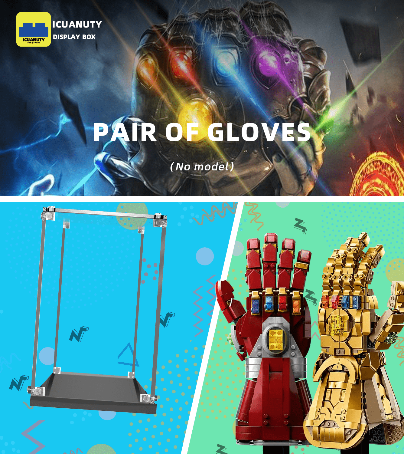 Premium LEGO Infinity Gauntlet 76191 & Nano Gauntlet 76223 Display Case - Protective Showcase for Marvel Collectible Sets | Perfect for Home Decor, Office Display & Collector Showcases