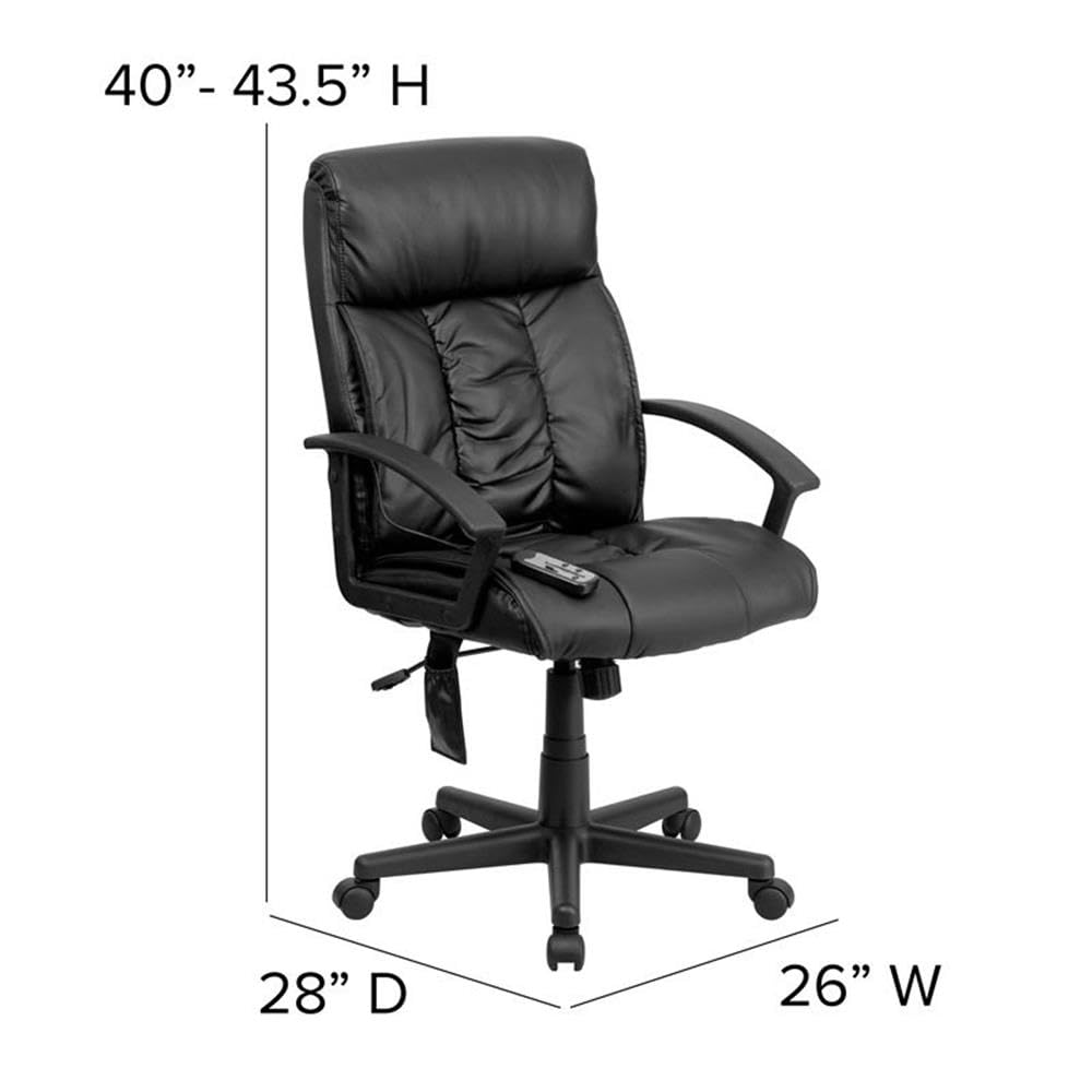 UrbanPro High Back Massaging Leather Office Chair - Ergonomic Executive Desk Chair with Lumbar Support - Perfect for Home Office, Gaming & Workspace Comfort (Black)