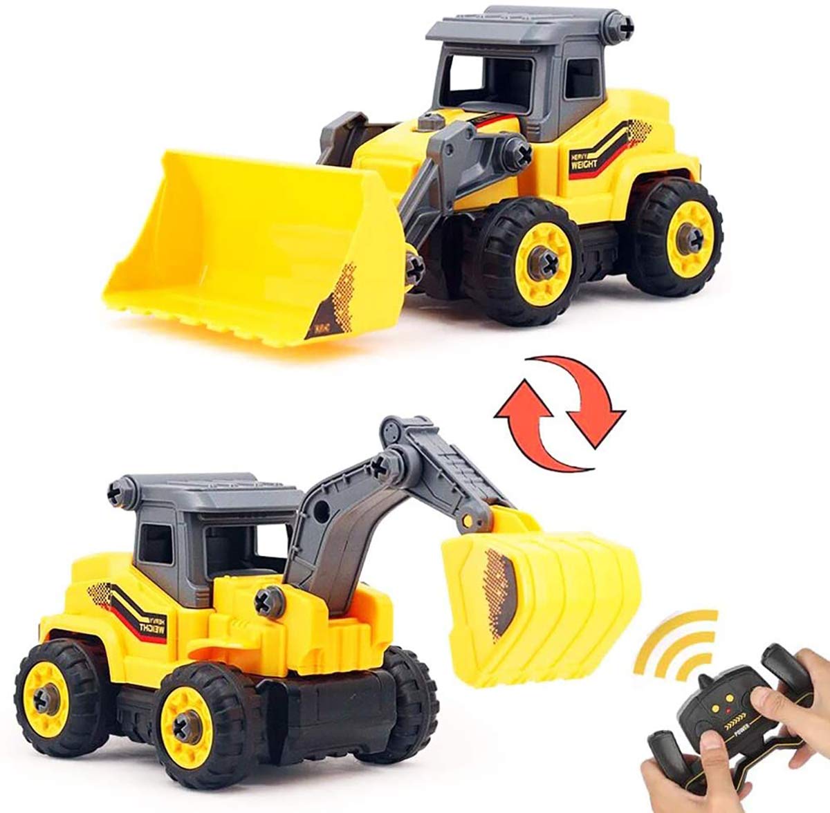 2-in-1 Take Apart Construction Toy Set - DIY Assembly Truck & Excavator with Power Drill Tools - STEM Learning Building Toys for Kids Ages 3+ - Perfect for Pretend Play, Birthday Gifts & Classroom Activities