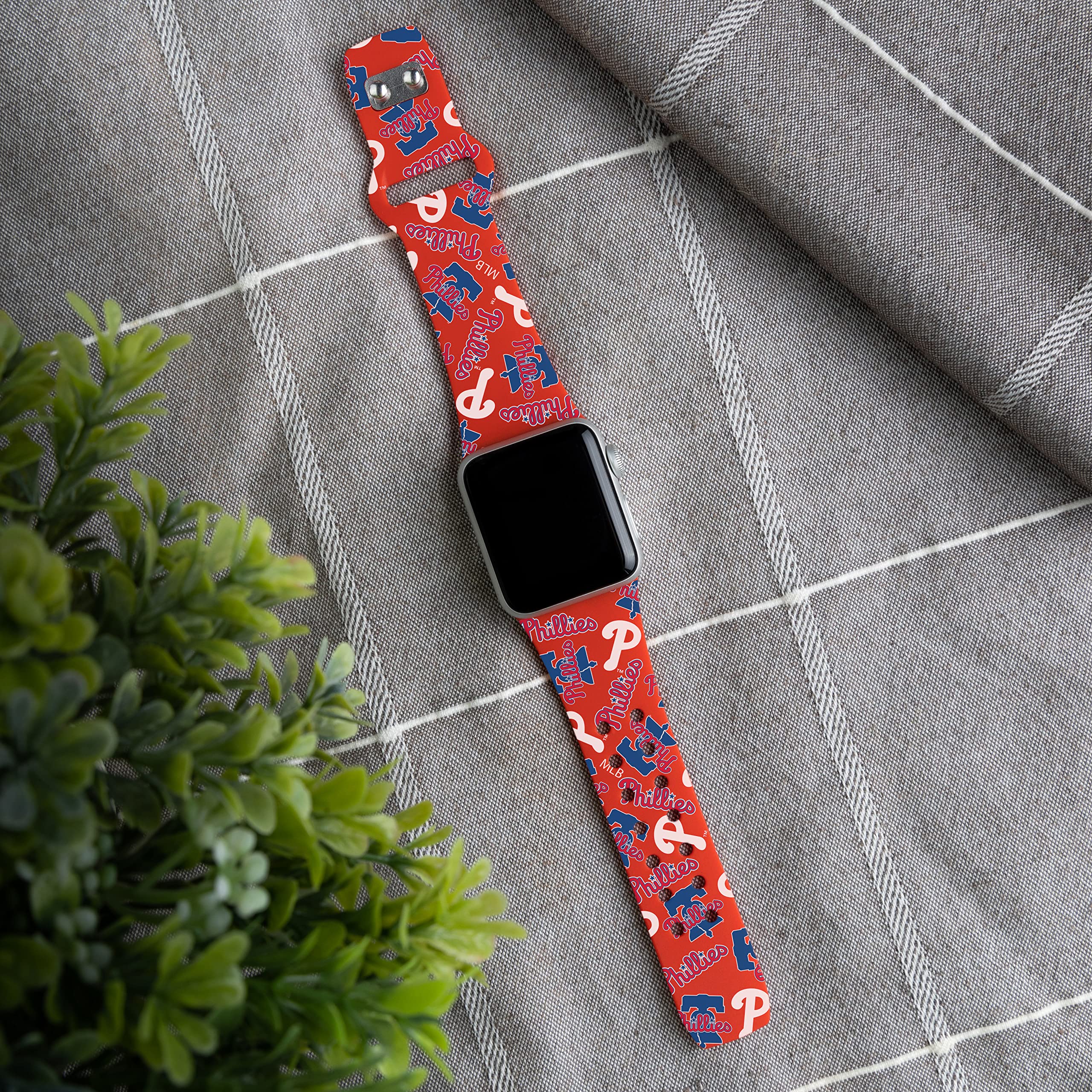 Philadelphia Phillies HD Watch Band Compatible with Apple Watch Series 1-9 - Durable Sports Wristband for Game Day, Workout & Casual Wear