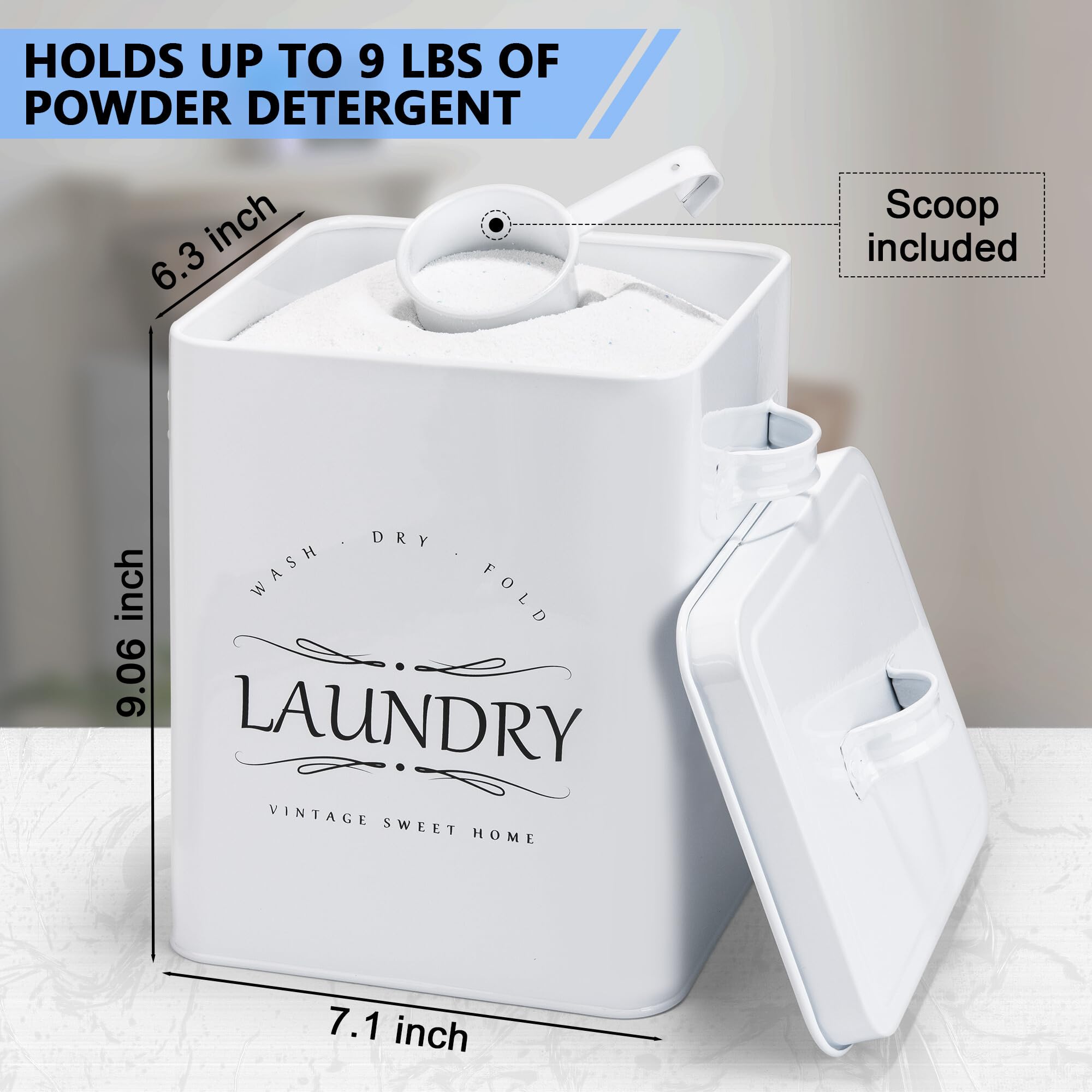Meraki Home 2-Pack Laundry Detergent Container Set with Scoop - Storage Organizer for Detergent Sheets & Pods - Glossy White Laundry Room Organization - Perfect for Small Spaces & Apartment Living