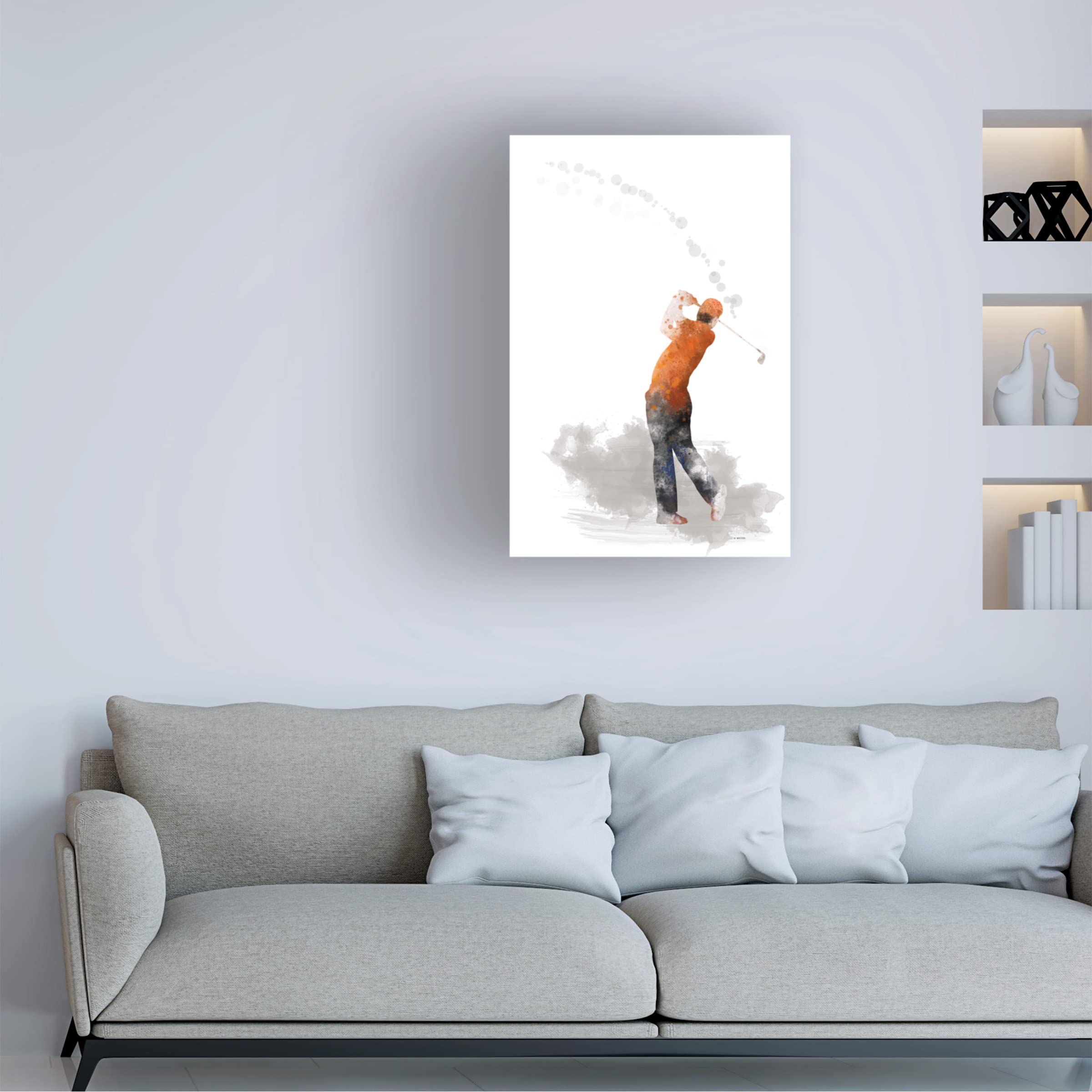 Trademark Fine Art 'Golf Player 1' by Marlene Watson - Premium 16x24 Inch Canvas Wall Art - Perfect for Home, Office Decor & Golf Lovers Gift