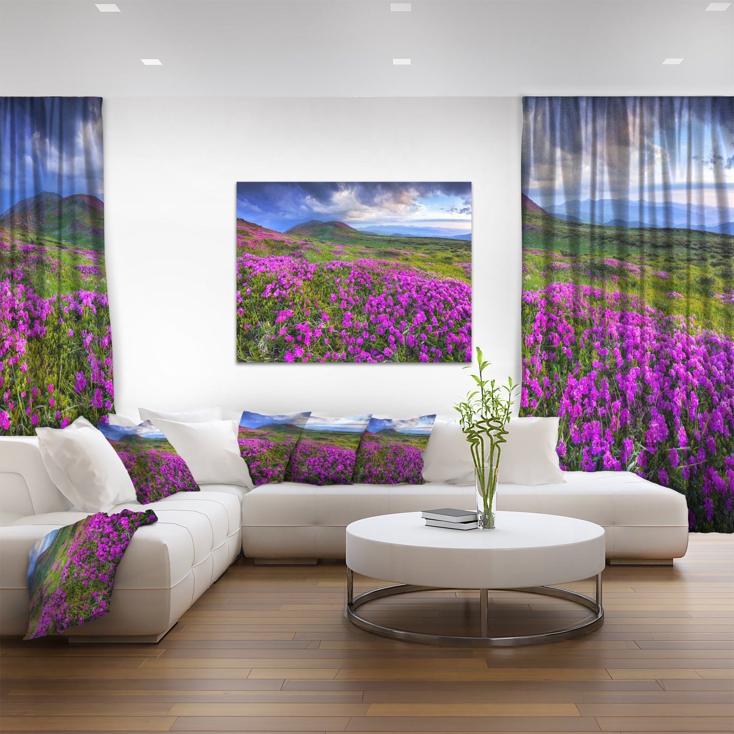 Rhododendron Flowers in Mountain Landscape - Stunning Nature Photography Canvas Print for Home & Office Wall Decor