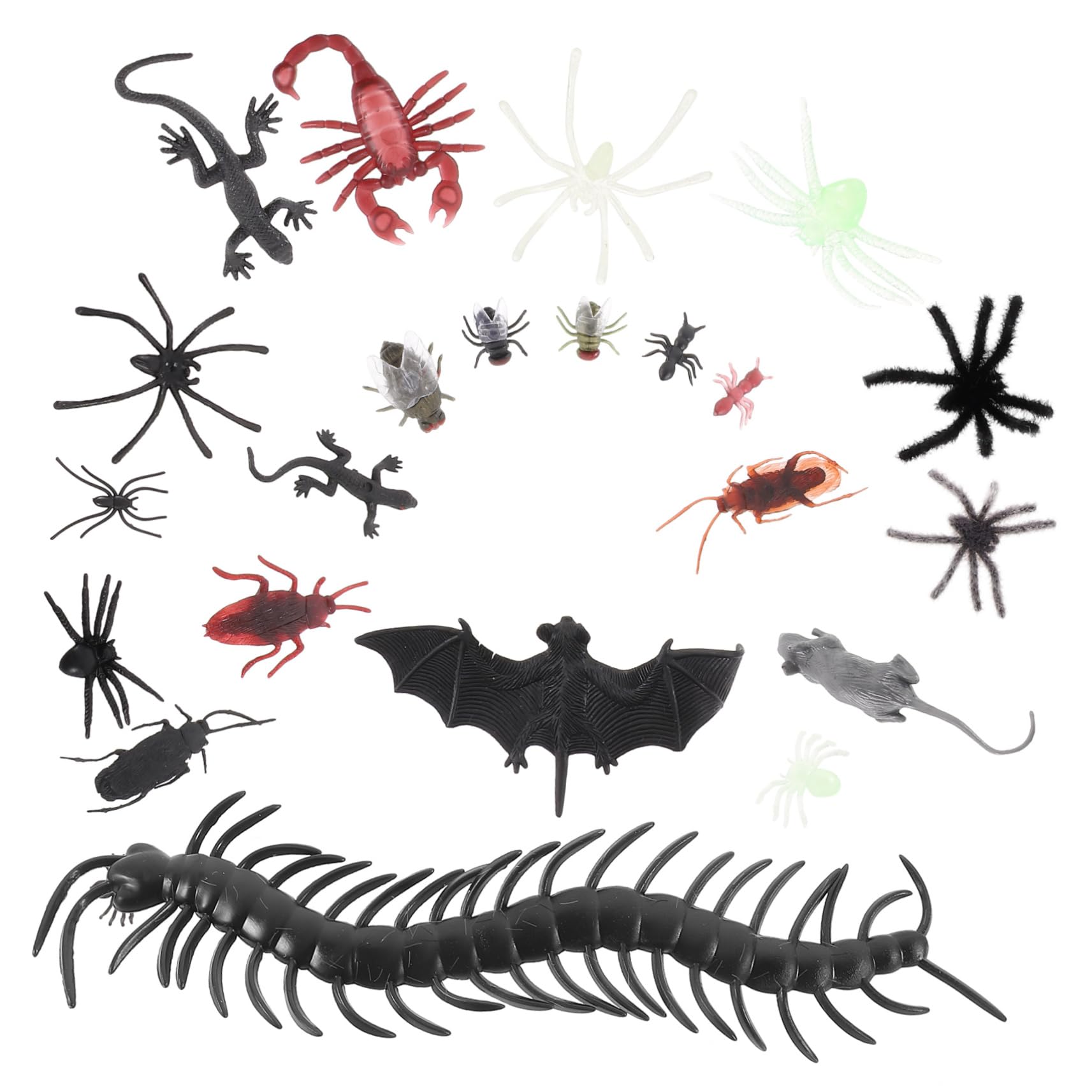 JEWEDECO 150-Piece Halloween Miniature Toy Set - Fake Plastic Scorpion & Gecko Decor for Kids, Toddler Learning & Educational Playset | Spooky Party, Classroom, Home Decoration