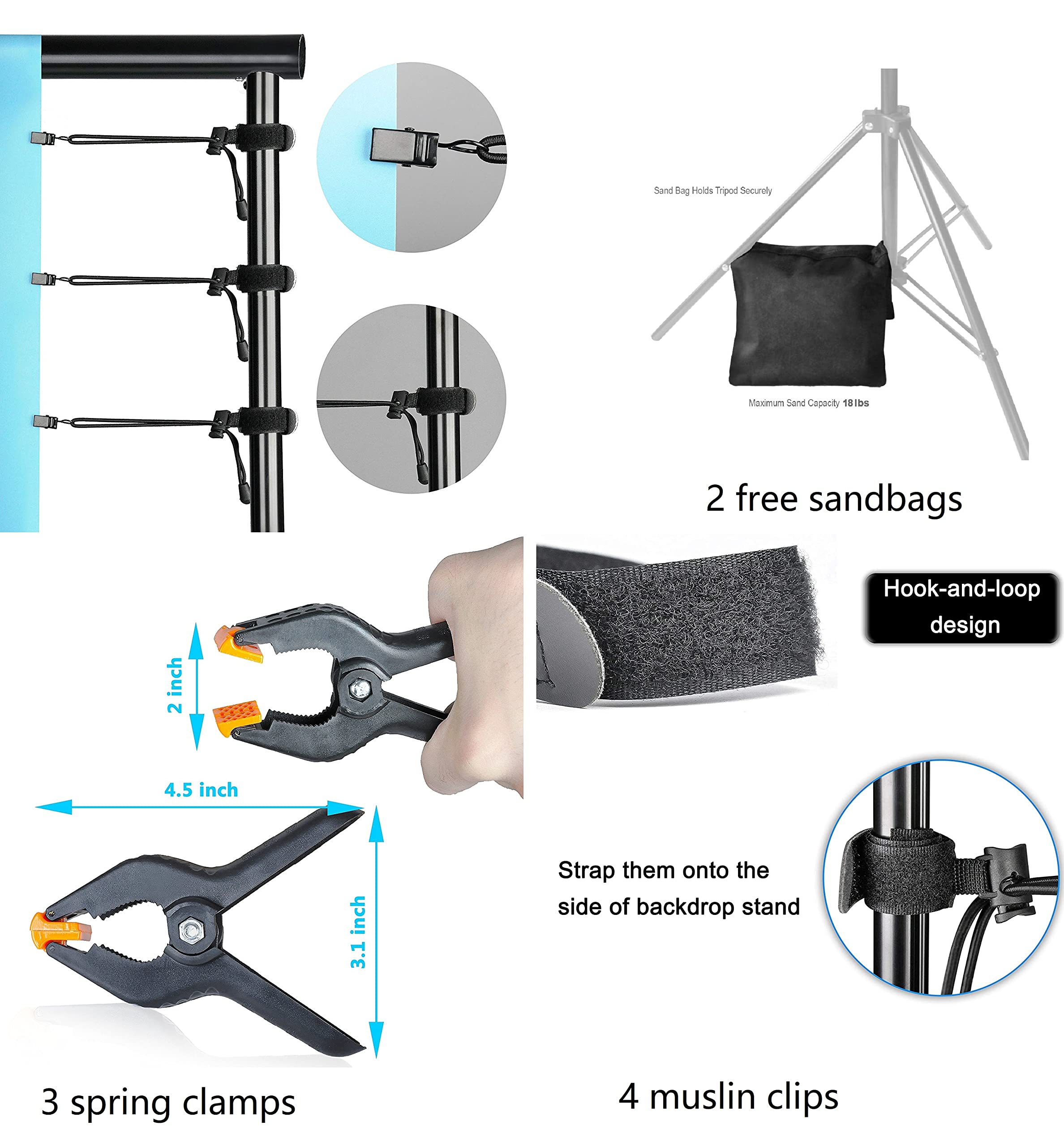 Heavy Duty Backdrop Stand Kit for YouTube, Wedding & Live Streaming - Durable Studio Support