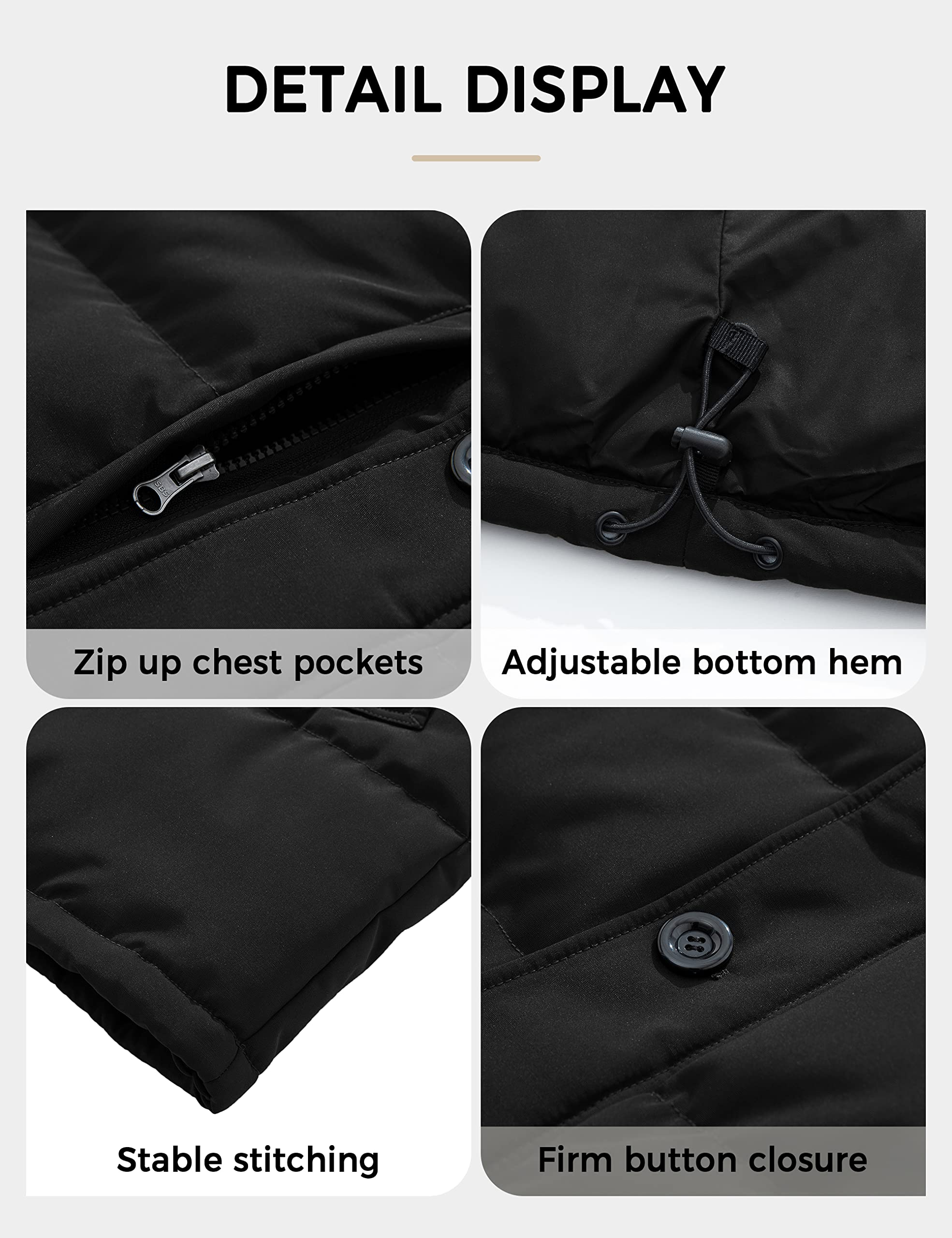 Soularge Men's Big and Tall Thick Padded Winter Parka Coat with Removable Hood - Warm Jacket for Cold Weather, Snow, Outdoor Activities & Daily Wear