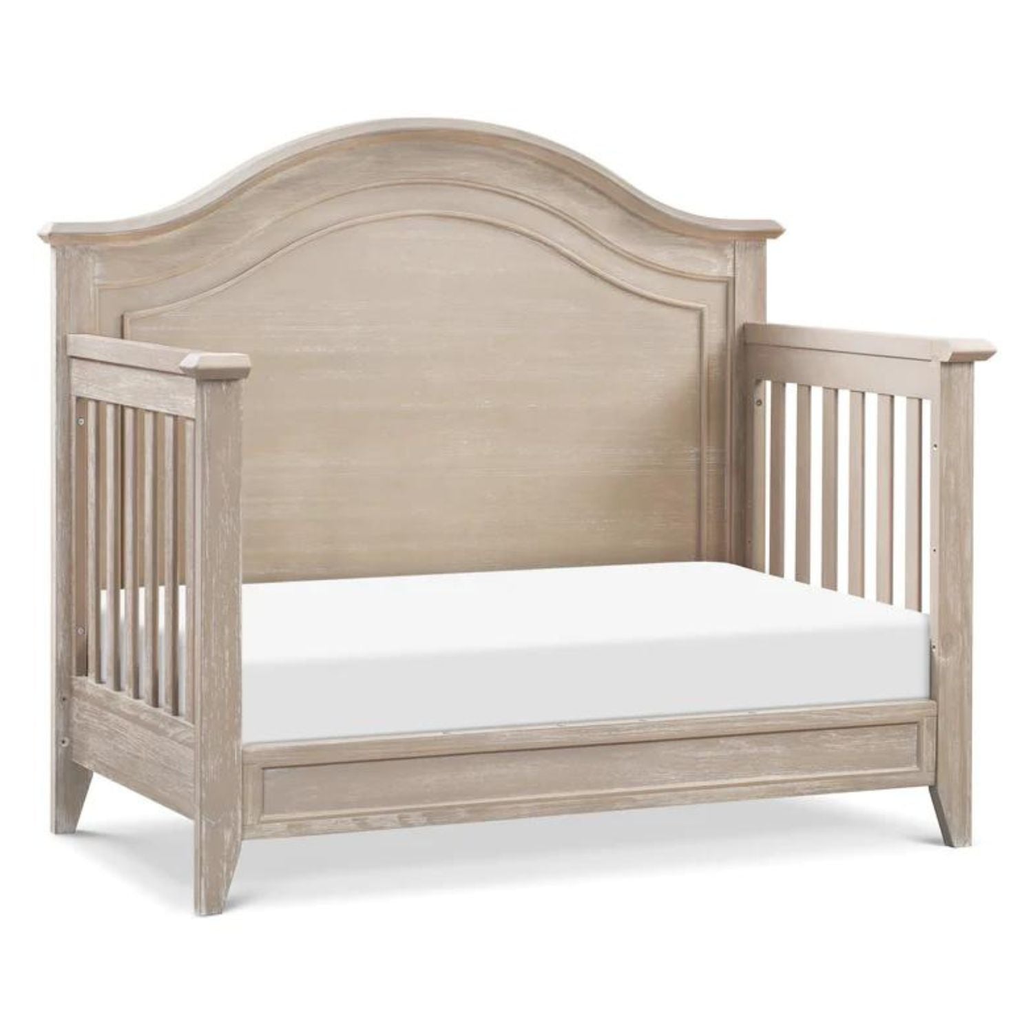 Beckett Rustic 4-in-1 Convertible Curve Top Crib - White Wooden Baby Crib for Nursery | Converts to Toddler Bed, Daybed & Full-Size Bed | Perfect for Modern Farmhouse & Rustic Nursery Decor