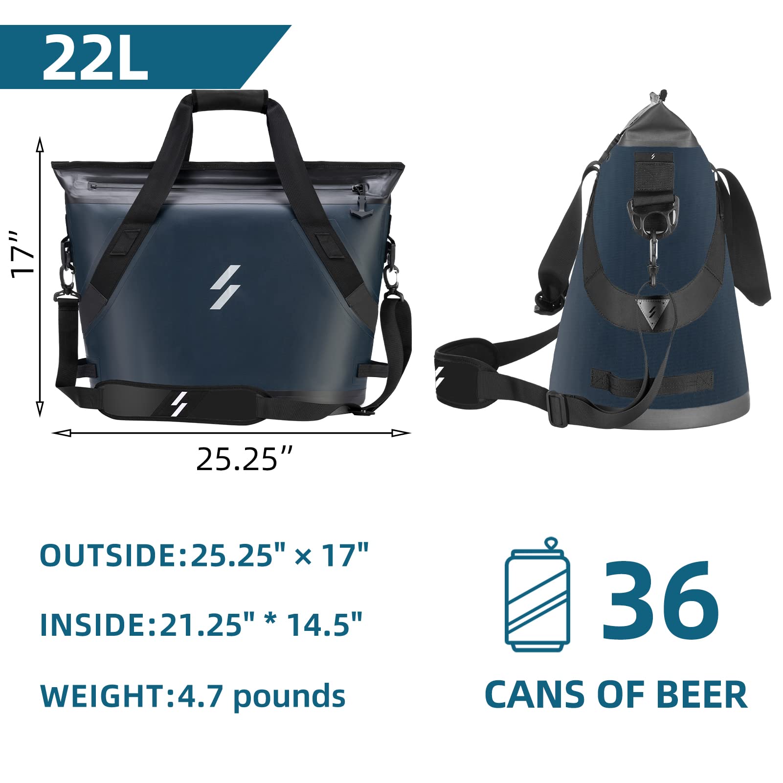 ROCKBROS 22L Insulated Soft Cooler Bag - Leakproof & Waterproof for Camping, Beach, Travel, Hiking | Portable Cooler for Picnics, BBQs, Outdoor Adventures & Road Trips