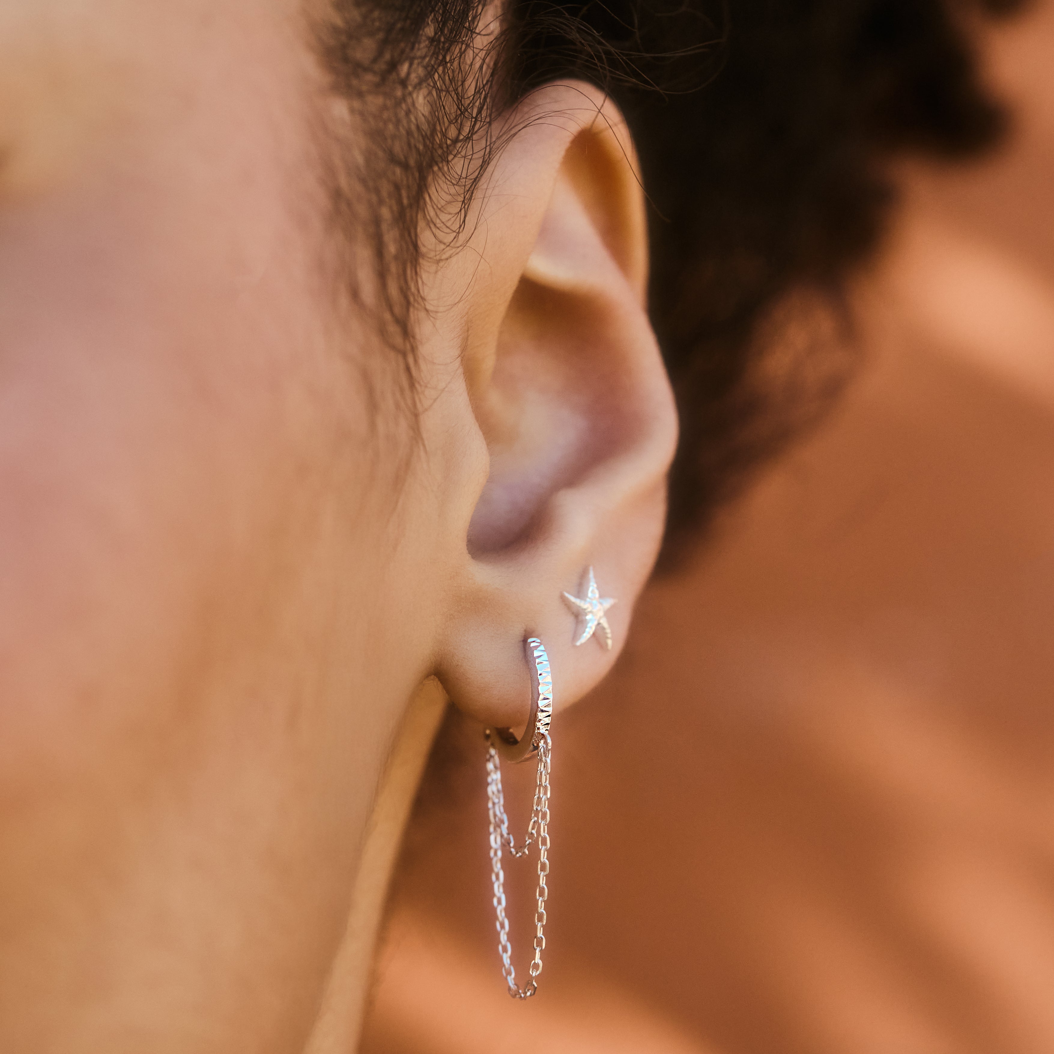Diamond Cut Chain Huggie Hoop Earrings for Women - 14K Gold Plated Minimalist Hoops for Everyday Wear | Perfect for Work, Date Night & Special Occasions