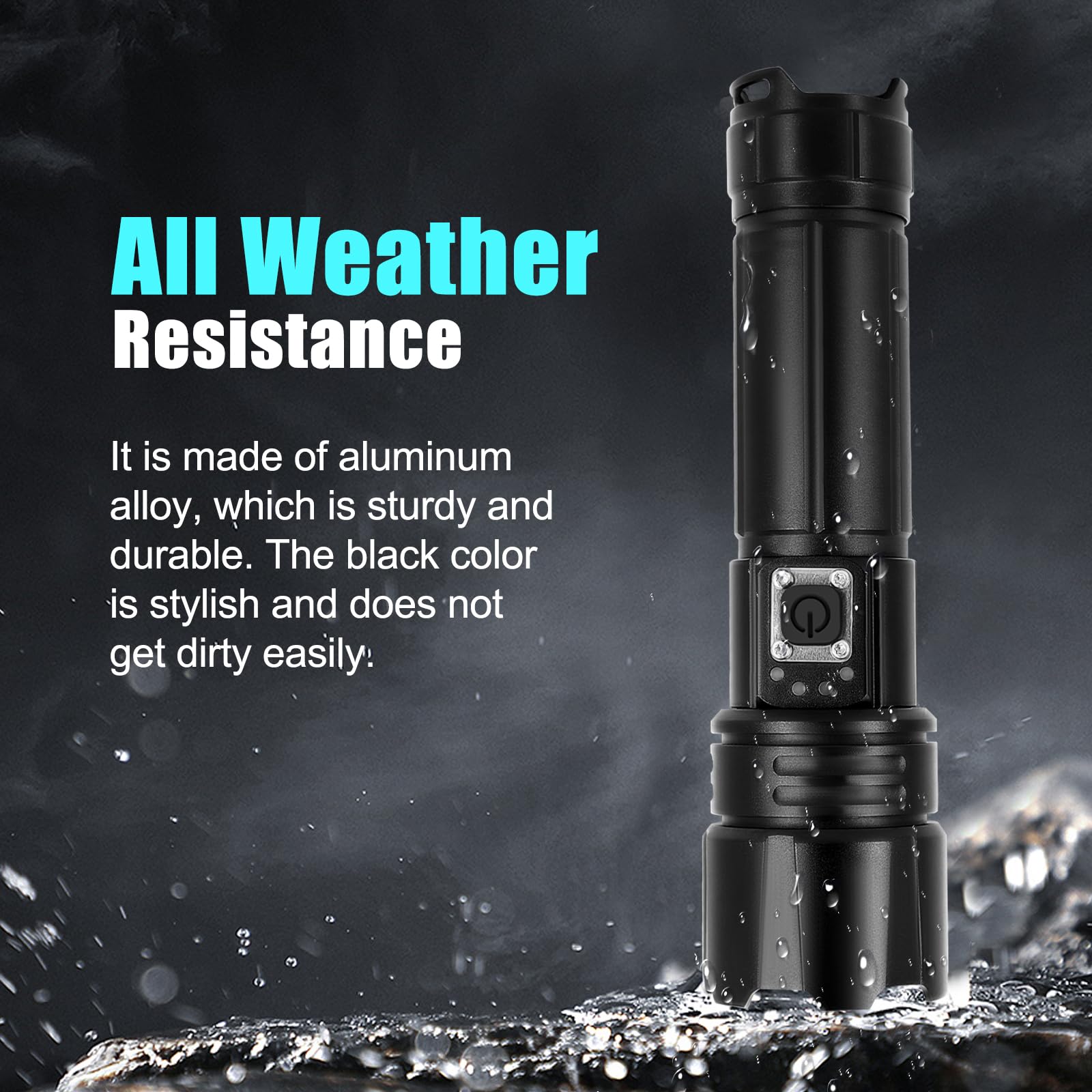 JNGKE 15000 Lumens Rechargeable LED Flashlight - Super Bright Tactical Flashlight with 5 Modes & Zoomable Beam - Waterproof Handheld Light for Camping, Hiking, Emergency, Dog Walking, Power Outages & Outdoor Adventures
