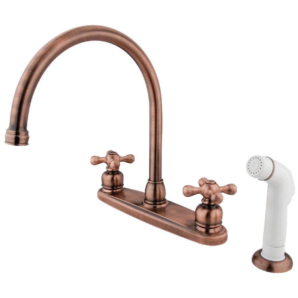 Kingston Brass KB726AX Vintage Centerset Kitchen Faucet - Classic Design with High Arc Spout for Modern & Farmhouse Sinks - Perfect for Cooking, Washing Dishes & Food Prep