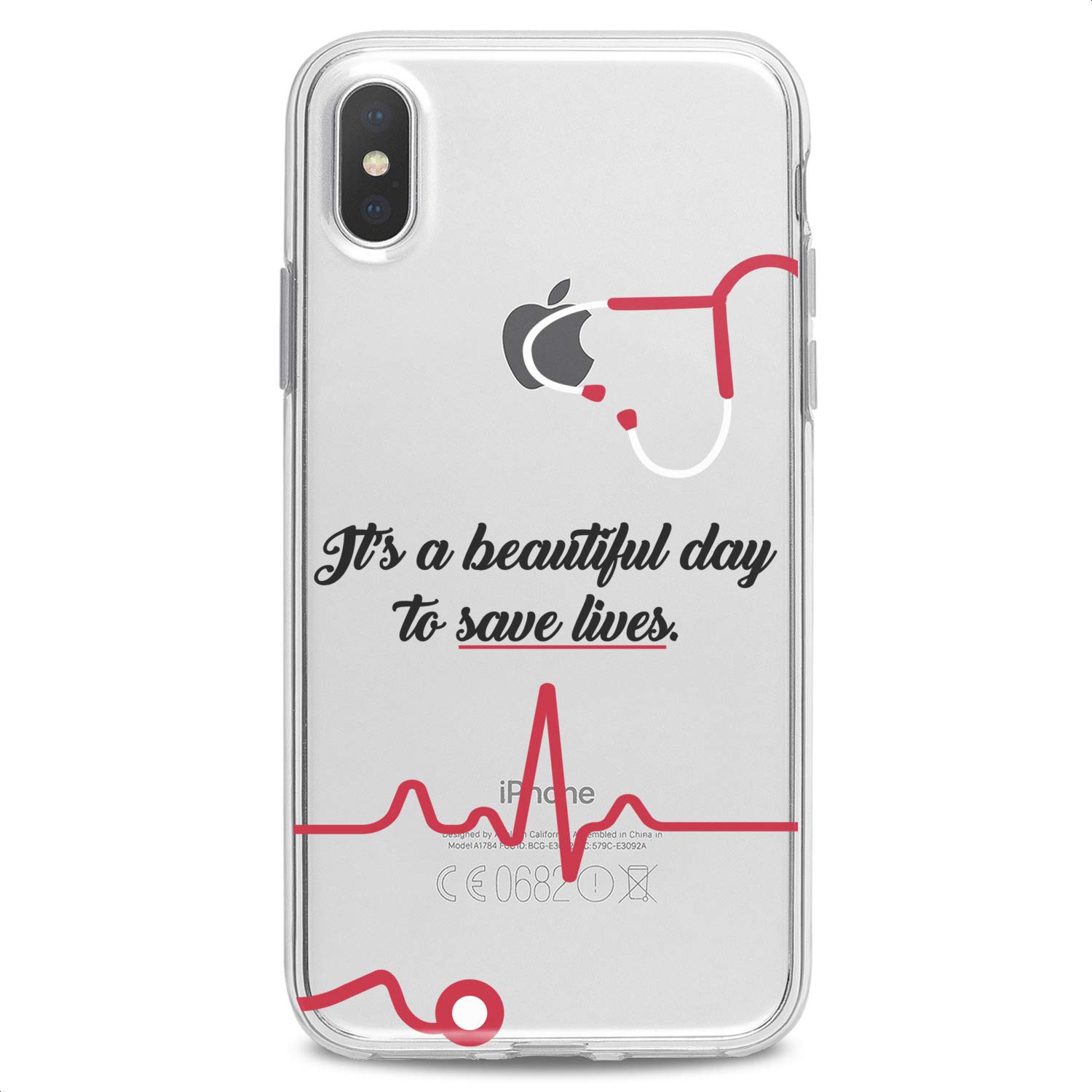 Premium TPU Phone Case for iPhone 16/15/14/13/12/11 Pro Max/Plus/Mini/XS/XR/X/8+/7/6/5/SE - Slim Clear Medical Nurse Doctor Design with Cute Heart & Health Pattern - Flexible Shockproof Silicone Protective Cover - Perfect for Healthcare Workers, Students & Daily Use