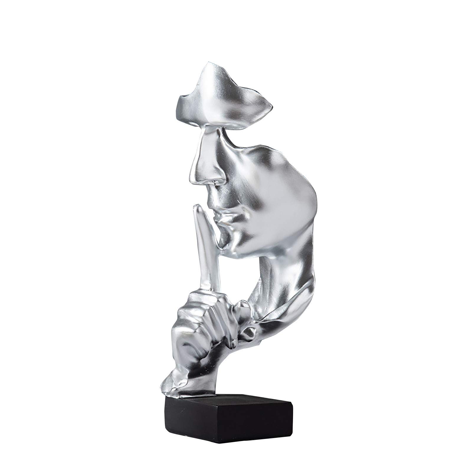 Minimalist Abstract Sculpture - Modern Silver Desk Ornament for Office & Home Decor - Perfect for Living Room, Bedroom, Halloween & Table Decorations - Unique Personality Gift Idea