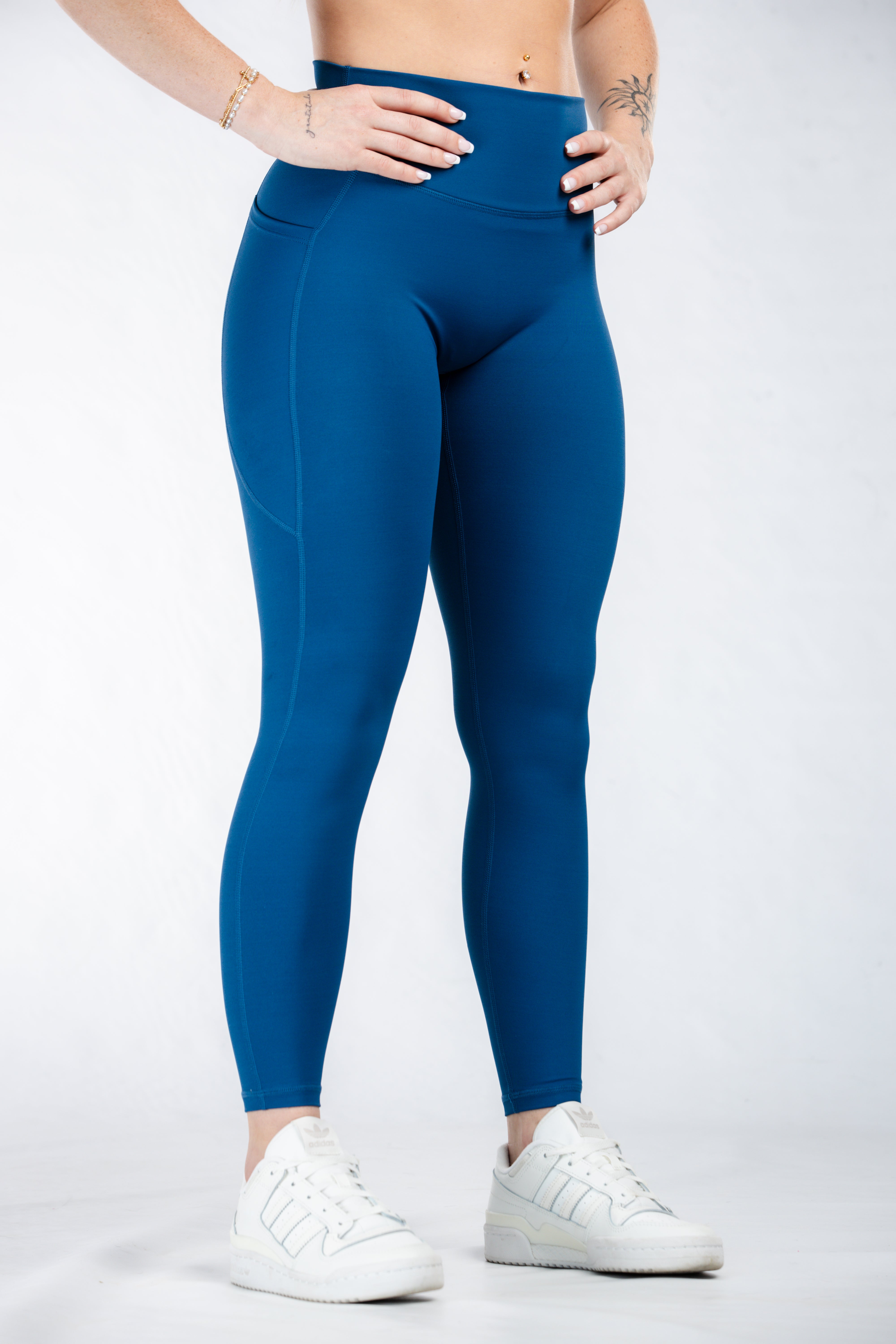 Empowered High Waist Yoga Leggings with Pockets for Women - Deep Blue | Workout, Running, Lounge & Everyday Wear