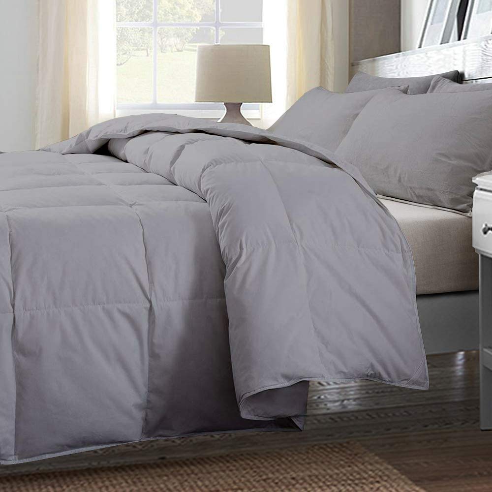 Luxury 1000 TC Cotton RV Bunk Comforter - Twin/Twin XL Size 68x90 Inches - Silver Grey Solid Pinch Pleated Design for RV Beds, Campers & Travel Trailers - Ultra Soft & Durable Bedding for Cozy Sleep on the Road