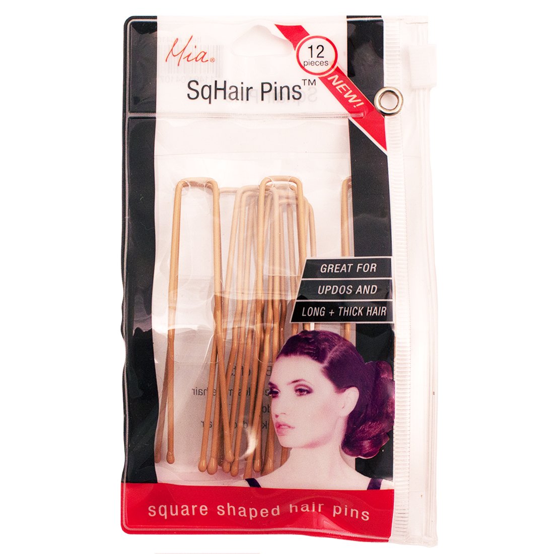 Mia Sqhair Pins - Square Shaped Bobby Pins for Long Thick Hair (12pcs) - Hair Clips for Women & Girls - Perfect for Updos, French Twists & Formal Hairstyles - Blonde Hair Accessories for Weddings, Parties & Everyday Use