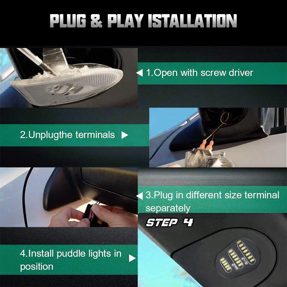 ROCCS 2x LED Side Mirror Puddle Light Assembly - 6000K White - Compatible with 2010-2019 Dodge Ram 1500 2500 3500 4500 5500 - Enhanced Night Visibility for Safe Parking & Entry