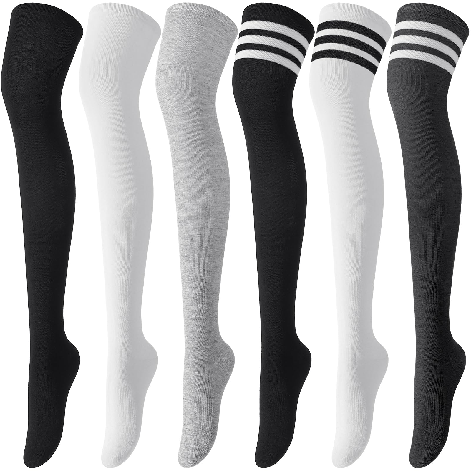 Women's Thigh High Socks - Warm Over Knee High Stockings with Striped Design | Extra Long Boot Socks for Daily Wear & Winter Outfits